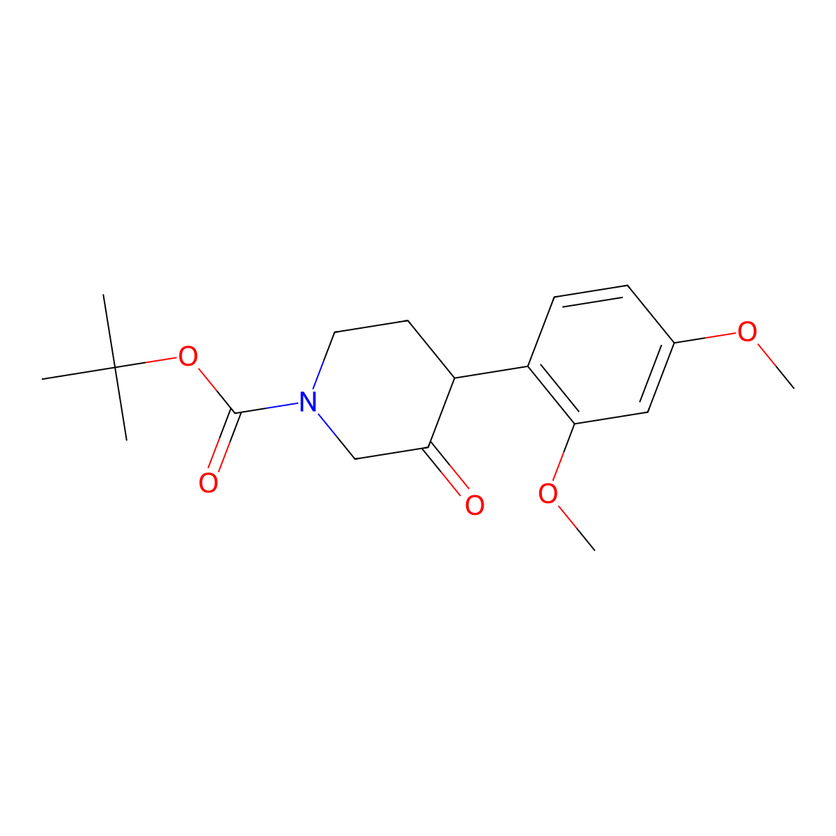 Tert-butyl 4-(2,4-dimethoxyphenyl)-3-oxopiperidine-1-carboxylate molecular structure, CAS 1354958-76-1