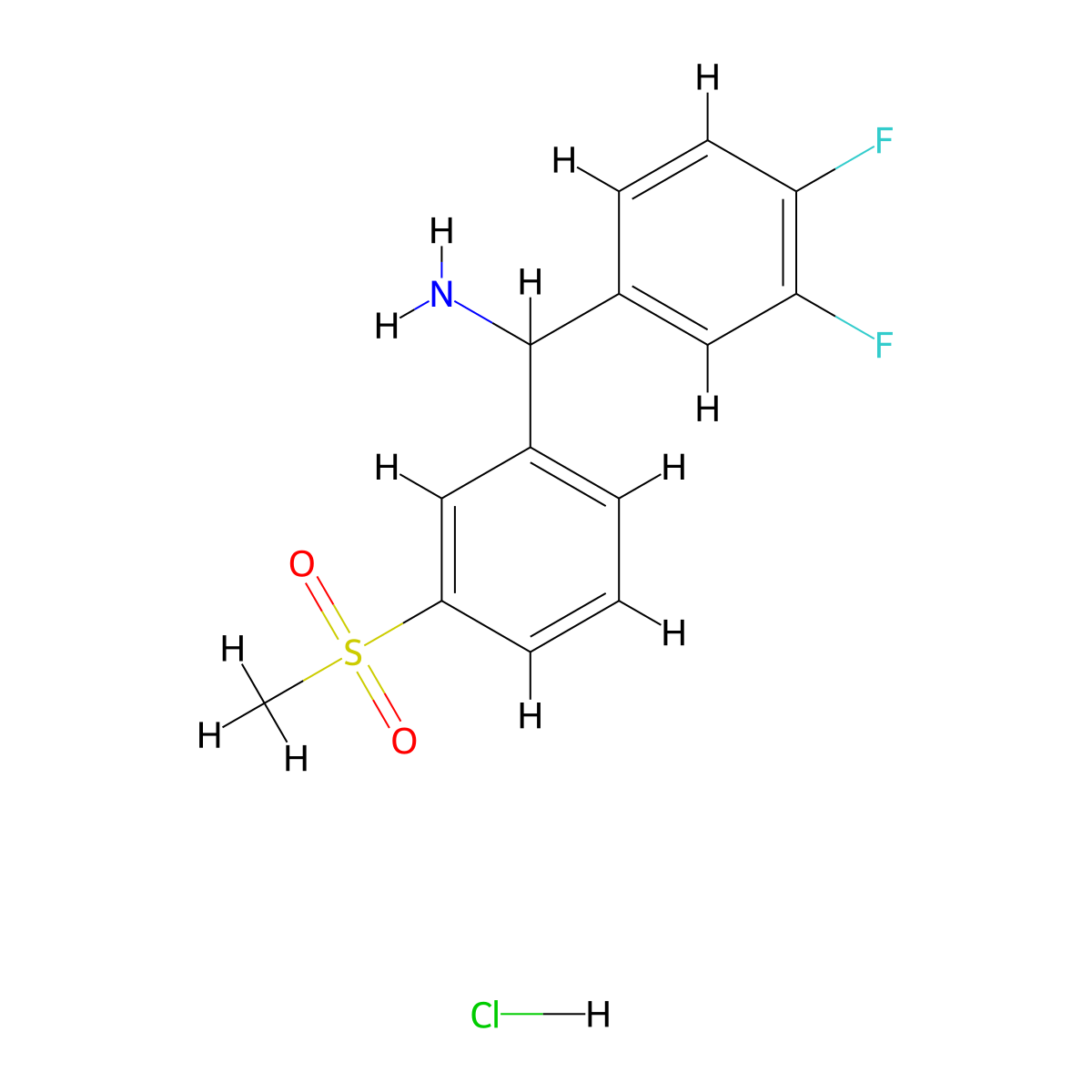 (3,4-Difluorophenyl)(3-methanesulfonylphenyl)methanamine hydrochloride molecular structure, CAS 1354958-77-2