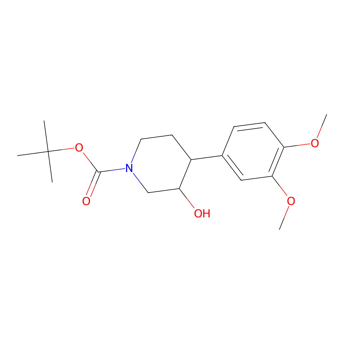 Tert-butyl 4-(3,4-dimethoxyphenyl)-3-hydroxypiperidine-1-carboxylate molecular structure, CAS 1354958-87-4