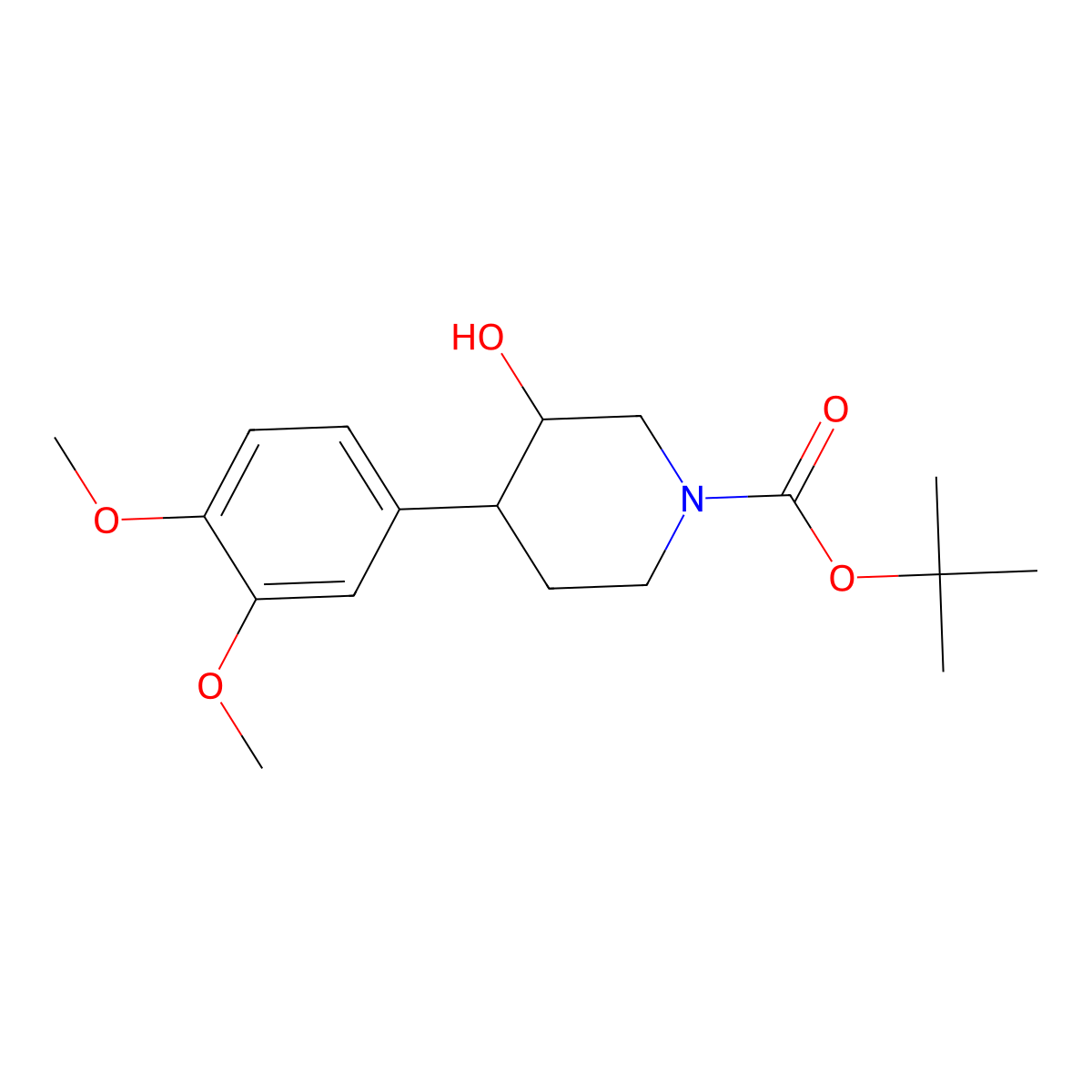Tert-butyl 4-(3,4-dimethoxyphenyl)-3-hydroxypiperidine-1-carboxylate molecular structure, CAS 1354958-87-4