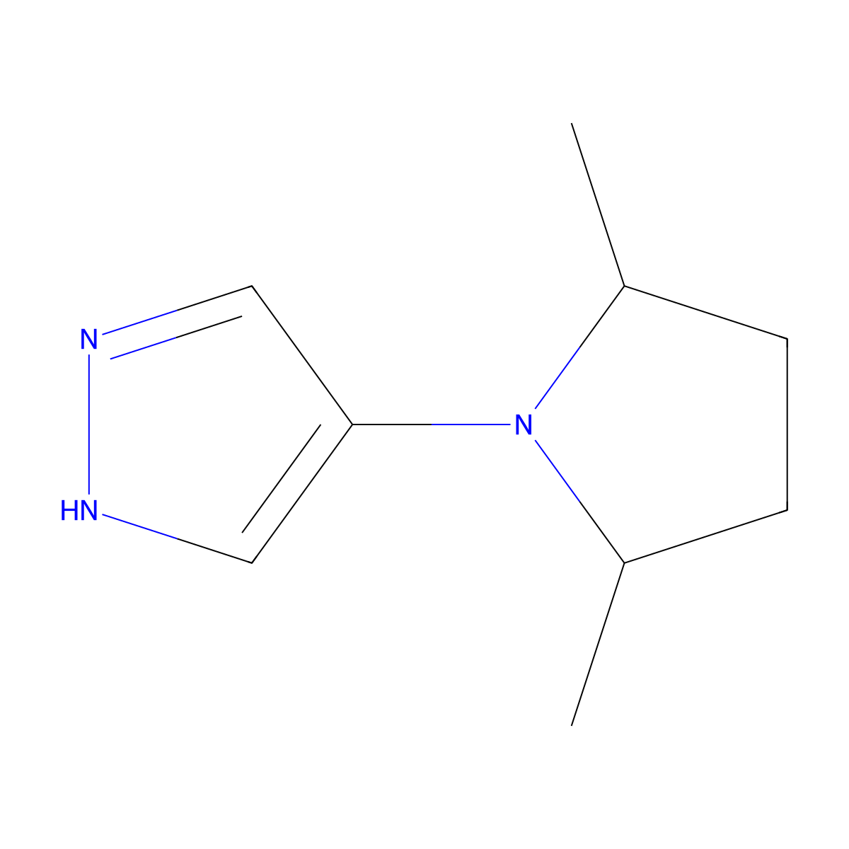 4-(2,5-dimethylpyrrolidin-1-yl)-1H-pyrazole molecular structure, CAS 1354958-91-0