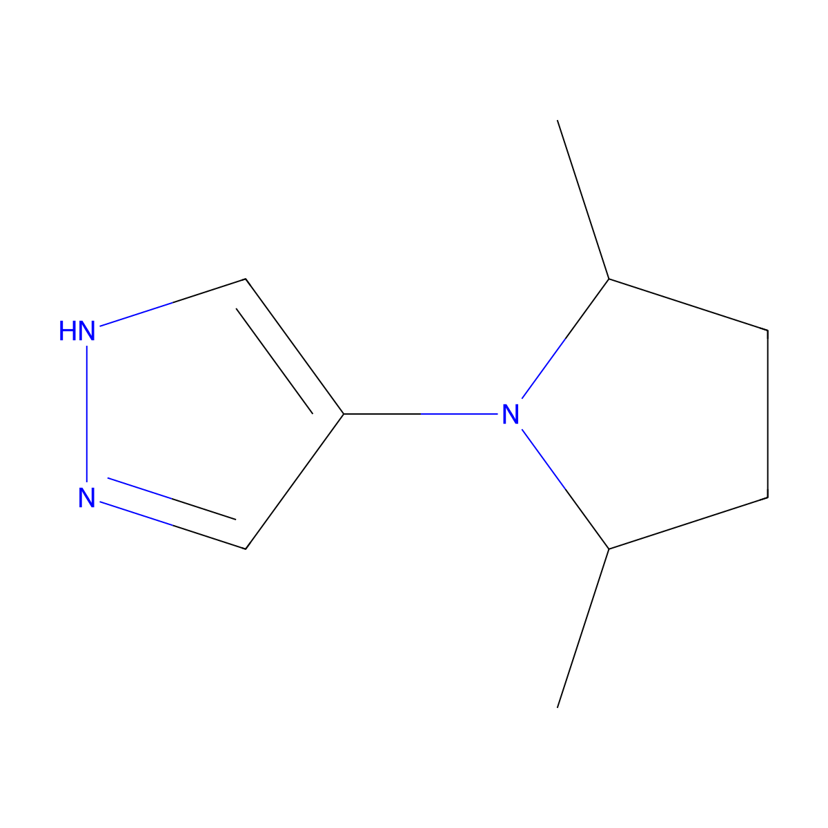 4-(2,5-dimethylpyrrolidin-1-yl)-1H-pyrazole molecular structure, CAS 1354958-91-0