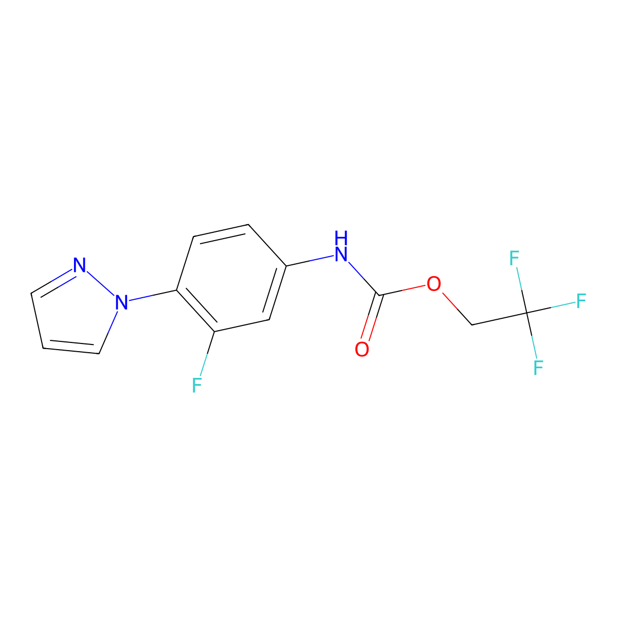 2,2,2-trifluoroethyl N-[3-fluoro-4-(1H-pyrazol-1-yl)phenyl]carbamate molecular structure, CAS 1354959-05-9
