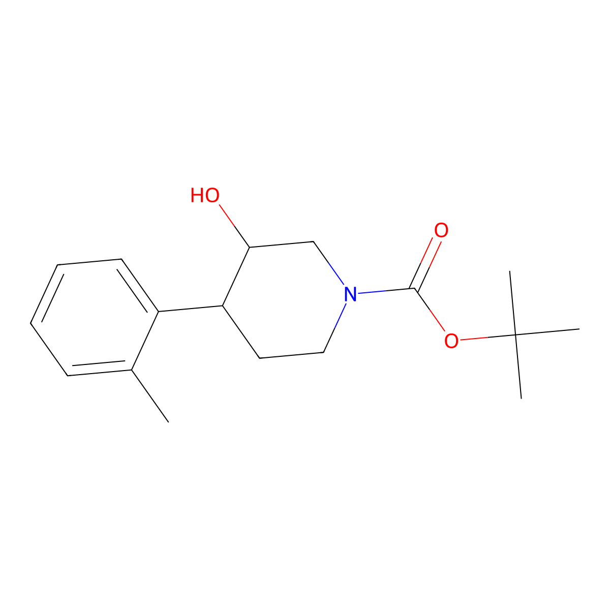 Tert-butyl 3-hydroxy-4-(2-methylphenyl)piperidine-1-carboxylate molecular structure, CAS 1354959-13-9