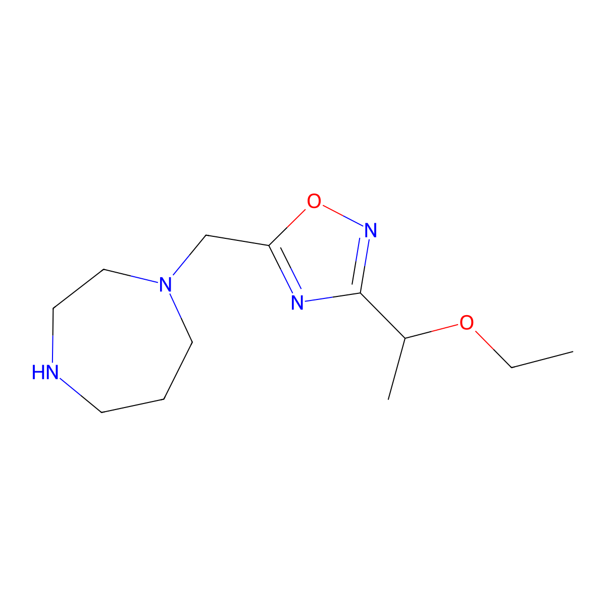 1-{[3-(1-Ethoxyethyl)-1,2,4-oxadiazol-5-yl]methyl}-1,4-diazepane molecular structure, CAS 1354959-15-1