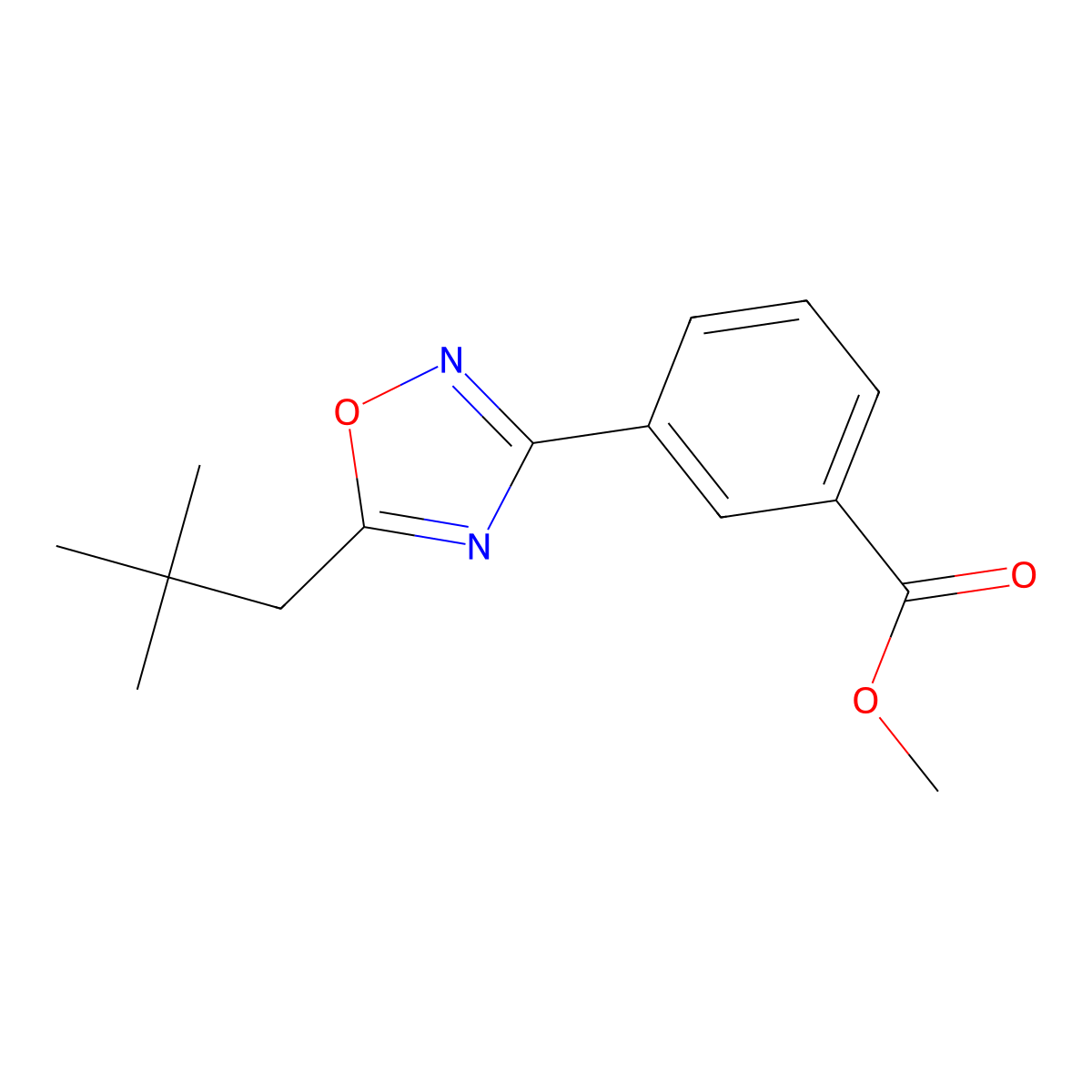 Methyl 3-[5-(2,2-dimethylpropyl)-1,2,4-oxadiazol-3-yl]benzoate molecular structure, CAS 1354959-51-5