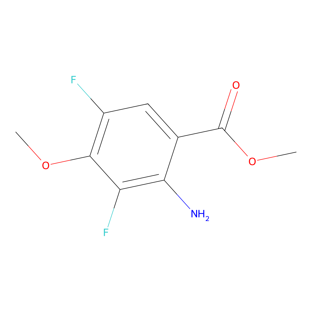 Methyl 2-amino-3,5-difluoro-4-methoxybenzoate molecular structure, CAS 1354959-52-6