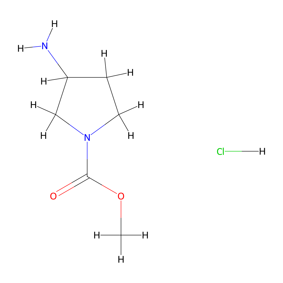 Methyl 3-aminopyrrolidine-1-carboxylate hydrochloride molecular structure, CAS 1354959-93-5