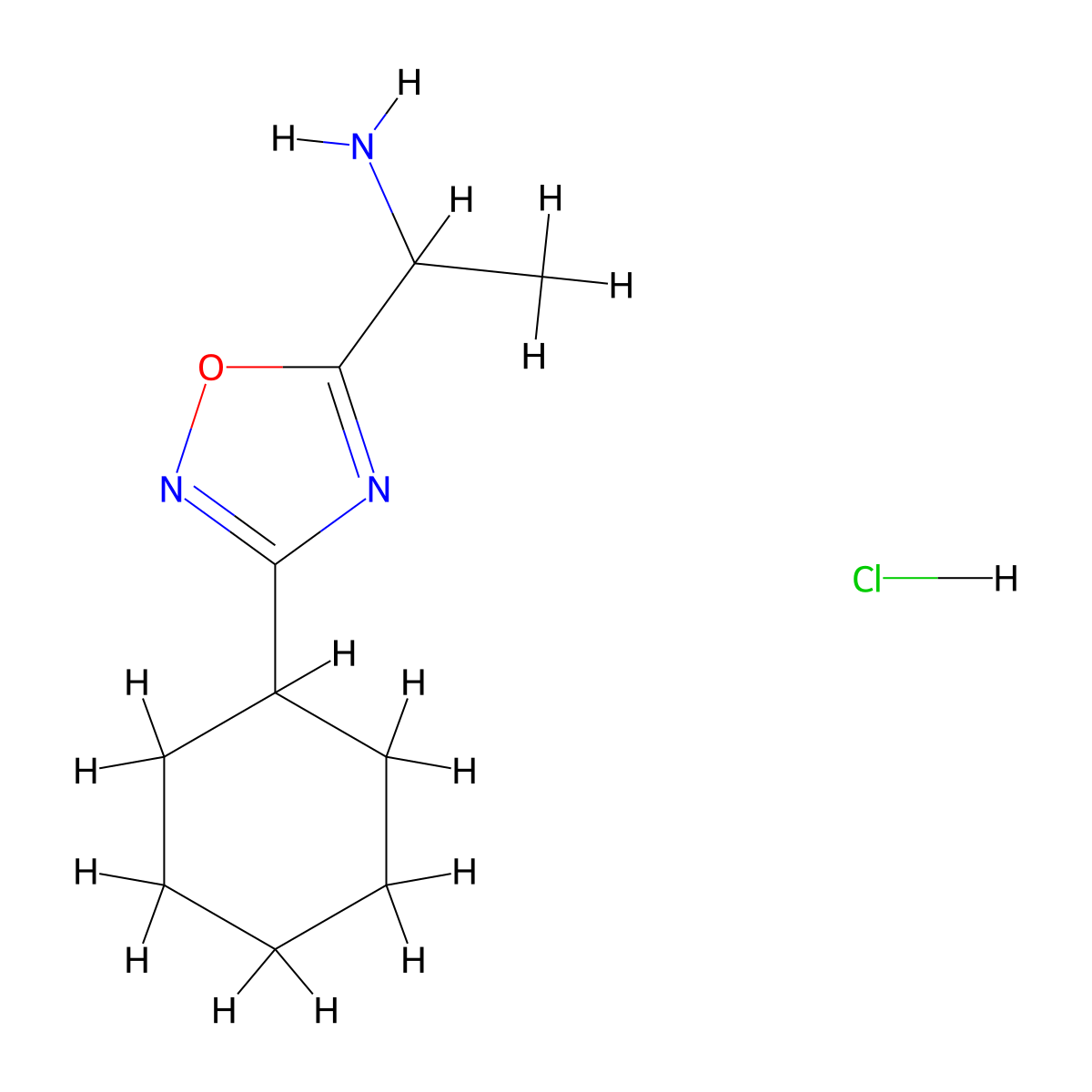 1-(3-Cyclohexyl-1,2,4-oxadiazol-5-yl)ethan-1-amine hydrochloride molecular structure, CAS 1354960-19-2