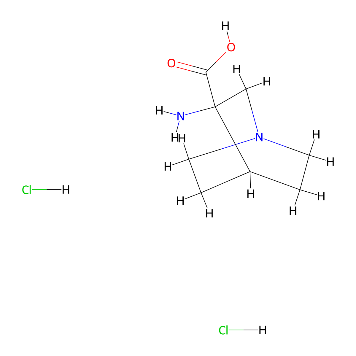 3-Amino-1-azabicyclo(2.2.2)octane-3-carboxylic acid dihydrochloride molecular structure, CAS 1354960-23-8