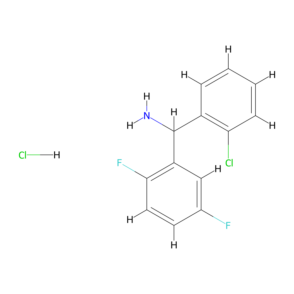 (2-Chlorophenyl)(2,5-difluorophenyl)methanamine hydrochloride molecular structure, CAS 1354960-28-3