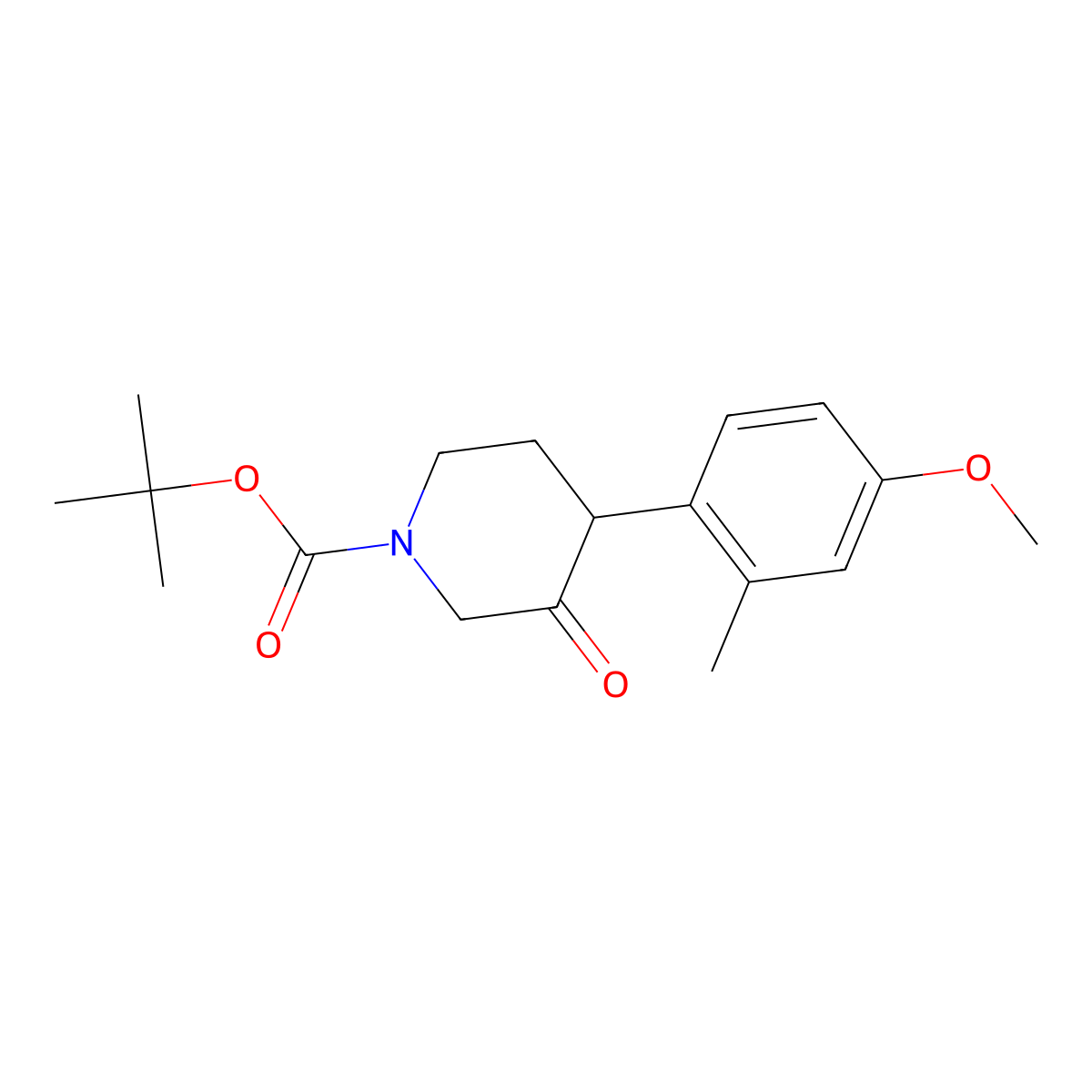 Tert-butyl 4-(4-methoxy-2-methylphenyl)-3-oxopiperidine-1-carboxylate molecular structure, CAS 1354960-34-1