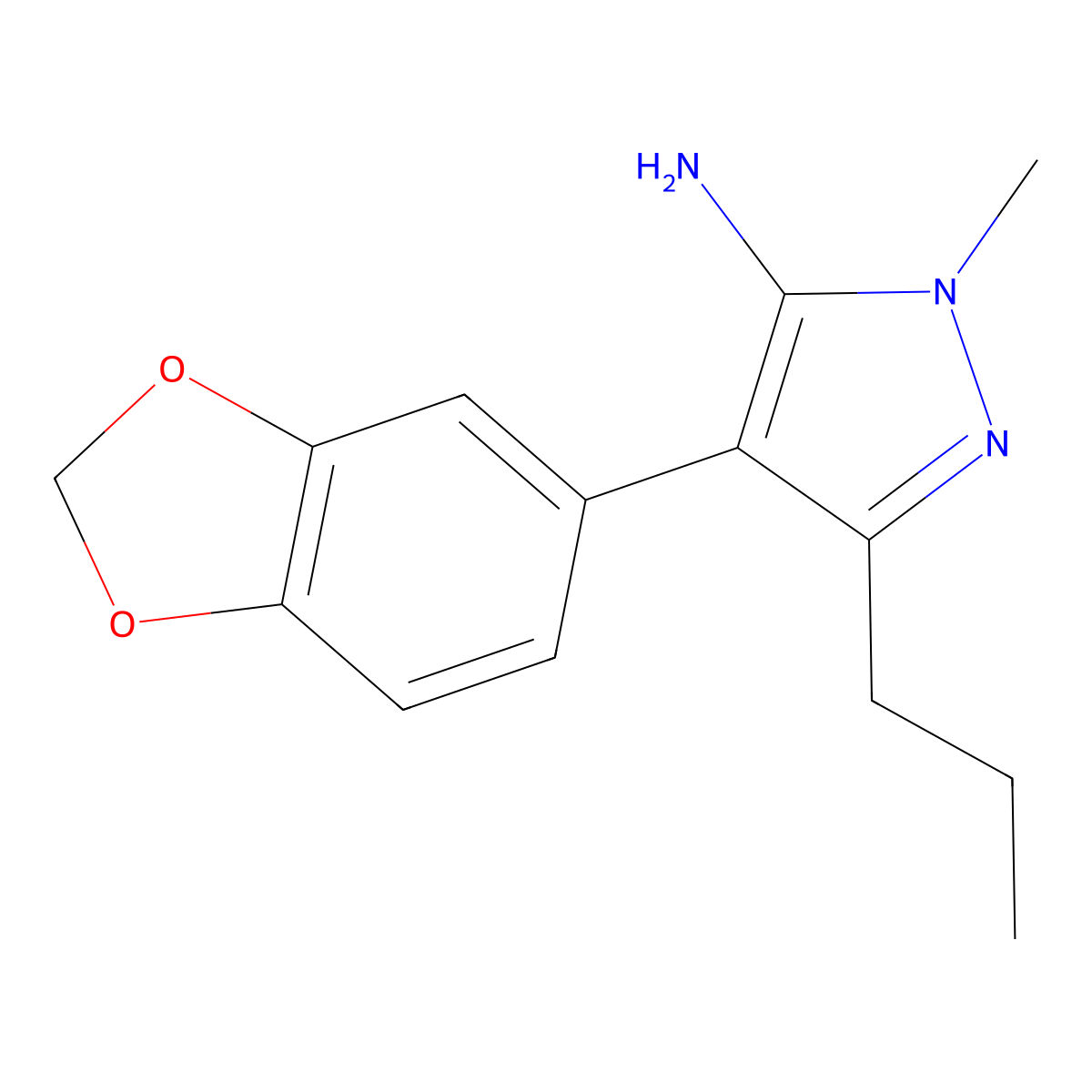 4-(2H-1,3-benzodioxol-5-yl)-2-methyl-5-propyl-2,3-dihydro-1H-pyrazol-3-imine molecular structure, CAS 1354960-42-1