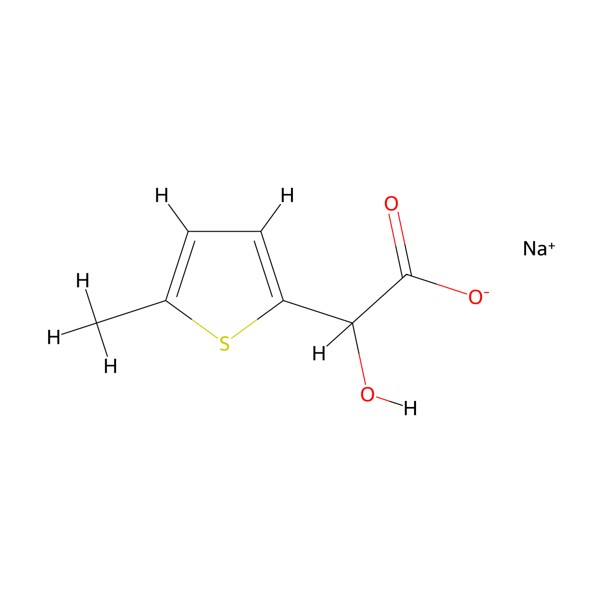 Sodium 2-hydroxy-2-(5-methylthiophen-2-yl)acetate molecular structure, CAS 1354960-71-6