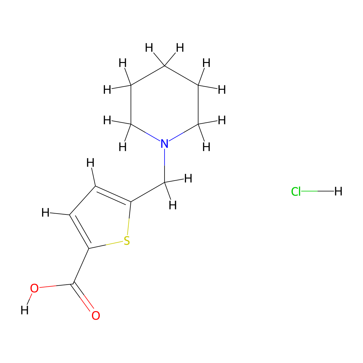 5-[(Piperidin-1-yl)methyl]thiophene-2-carboxylic acid hydrochloride molecular structure, CAS 1354960-80-7