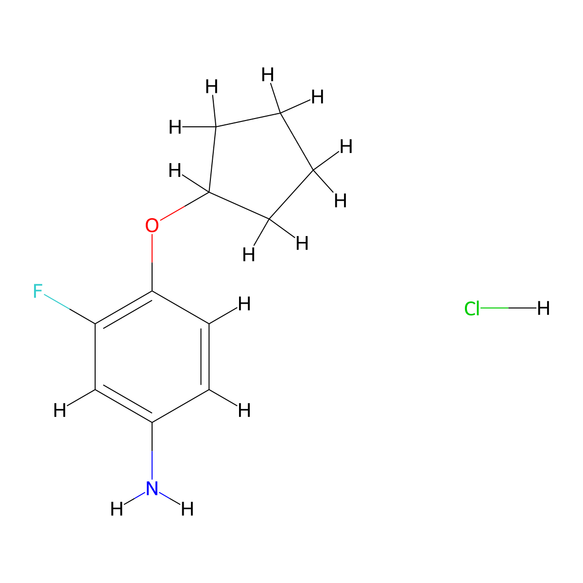 4-(Cyclopentyloxy)-3-fluoroaniline hydrochloride molecular structure, CAS 1354960-89-6