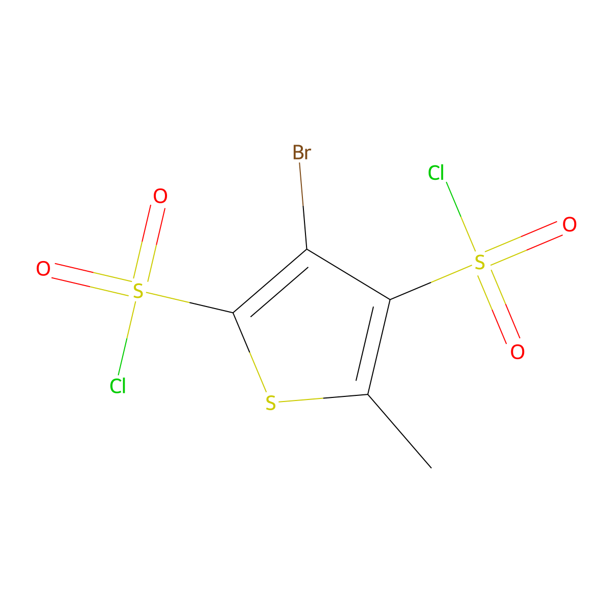 3-Bromo-5-methylthiophene-2,4-disulfonyl dichloride molecular structure, CAS 1354960-95-4