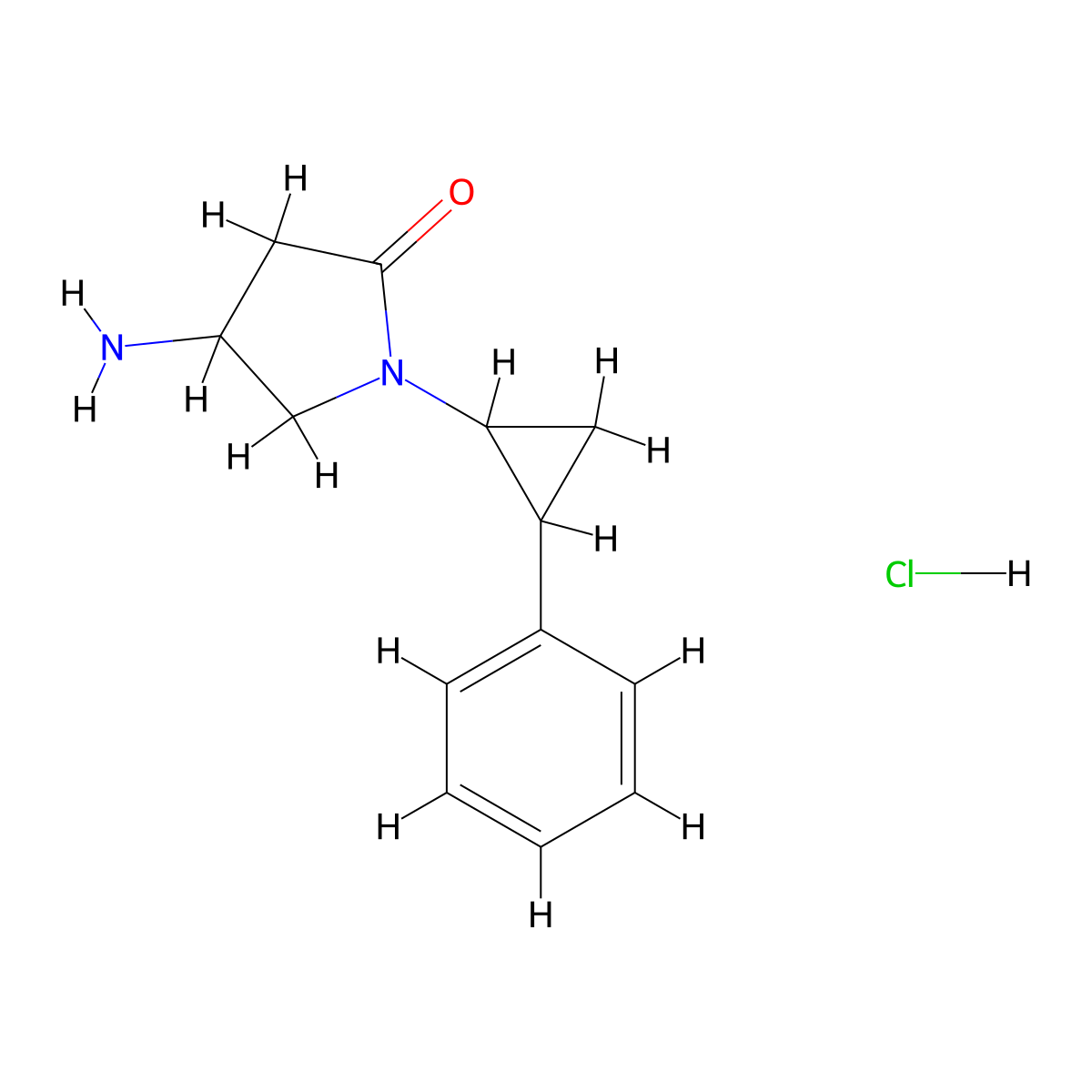 4-Amino-1-(2-phenylcyclopropyl)pyrrolidin-2-one hydrochloride molecular structure, CAS 1354961-02-6