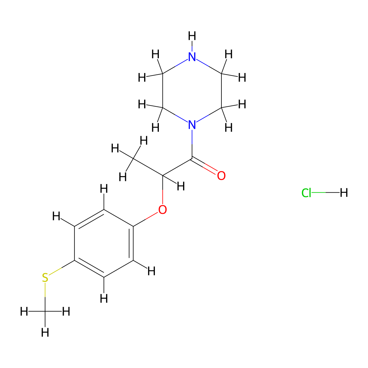 2-[4-(Methylsulfanyl)phenoxy]-1-(piperazin-1-yl)propan-1-one hydrochloride molecular structure, CAS 1354961-19-5
