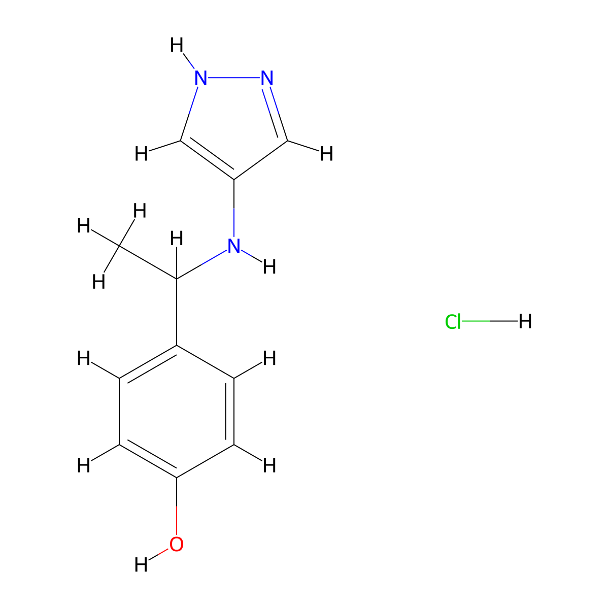 4-{1-[(1H-pyrazol-4-yl)amino]ethyl}phenol hydrochloride molecular structure, CAS 1354961-42-4