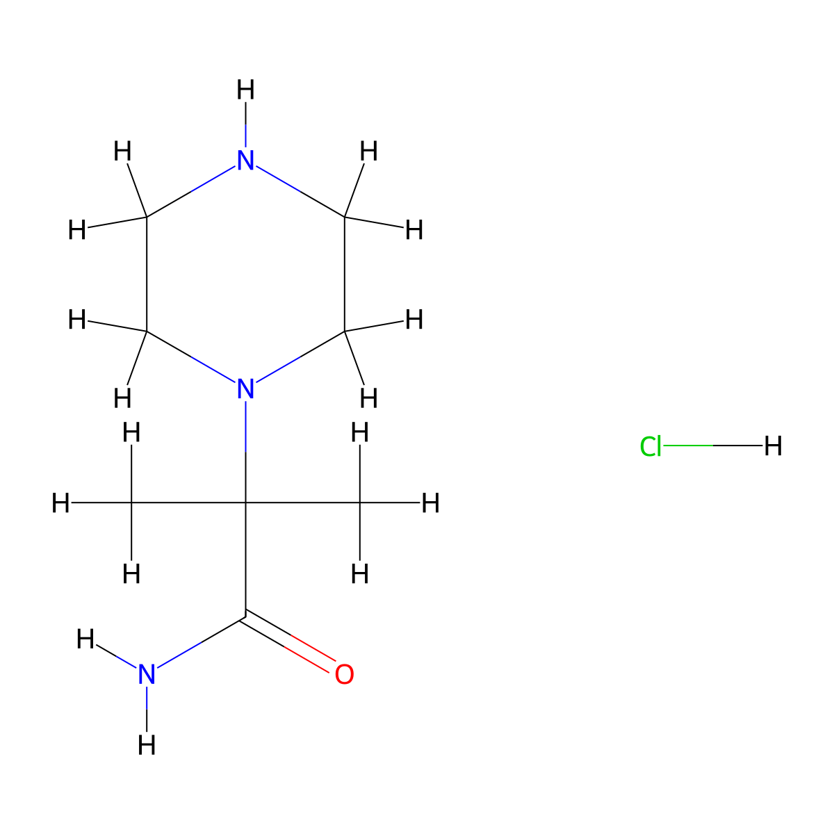 2-Methyl-2-(piperazin-1-yl)propanamide hydrochloride molecular structure, CAS 1354961-49-1