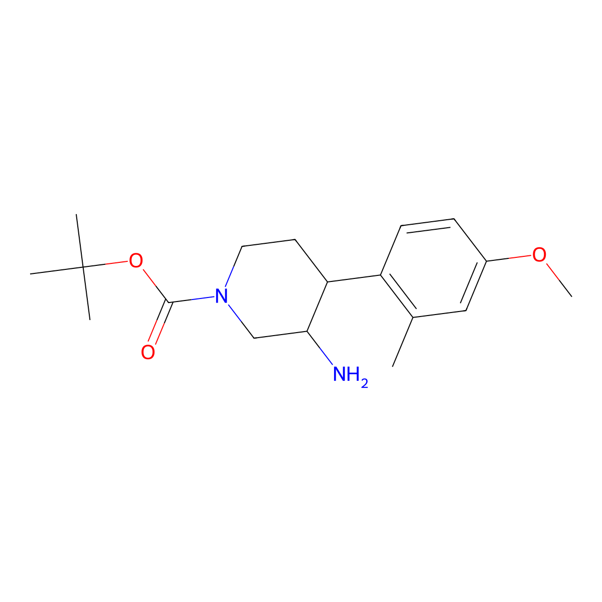 Tert-butyl 3-amino-4-(4-methoxy-2-methylphenyl)piperidine-1-carboxylate molecular structure, CAS 1354961-57-1