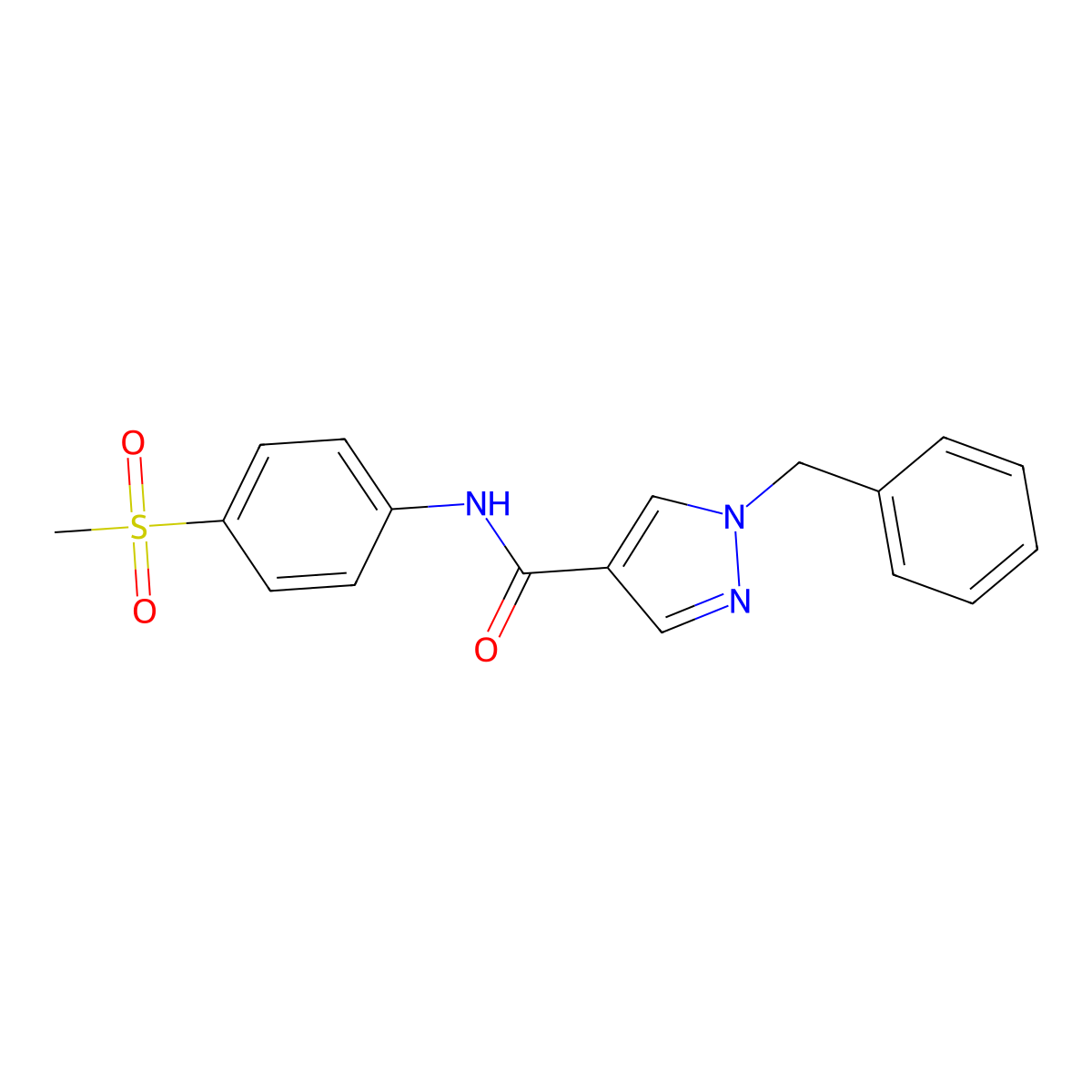 1-benzyl-N-(4-methanesulfonylphenyl)-1H-pyrazole-4-carboxamide molecular structure, CAS 1354961-60-6