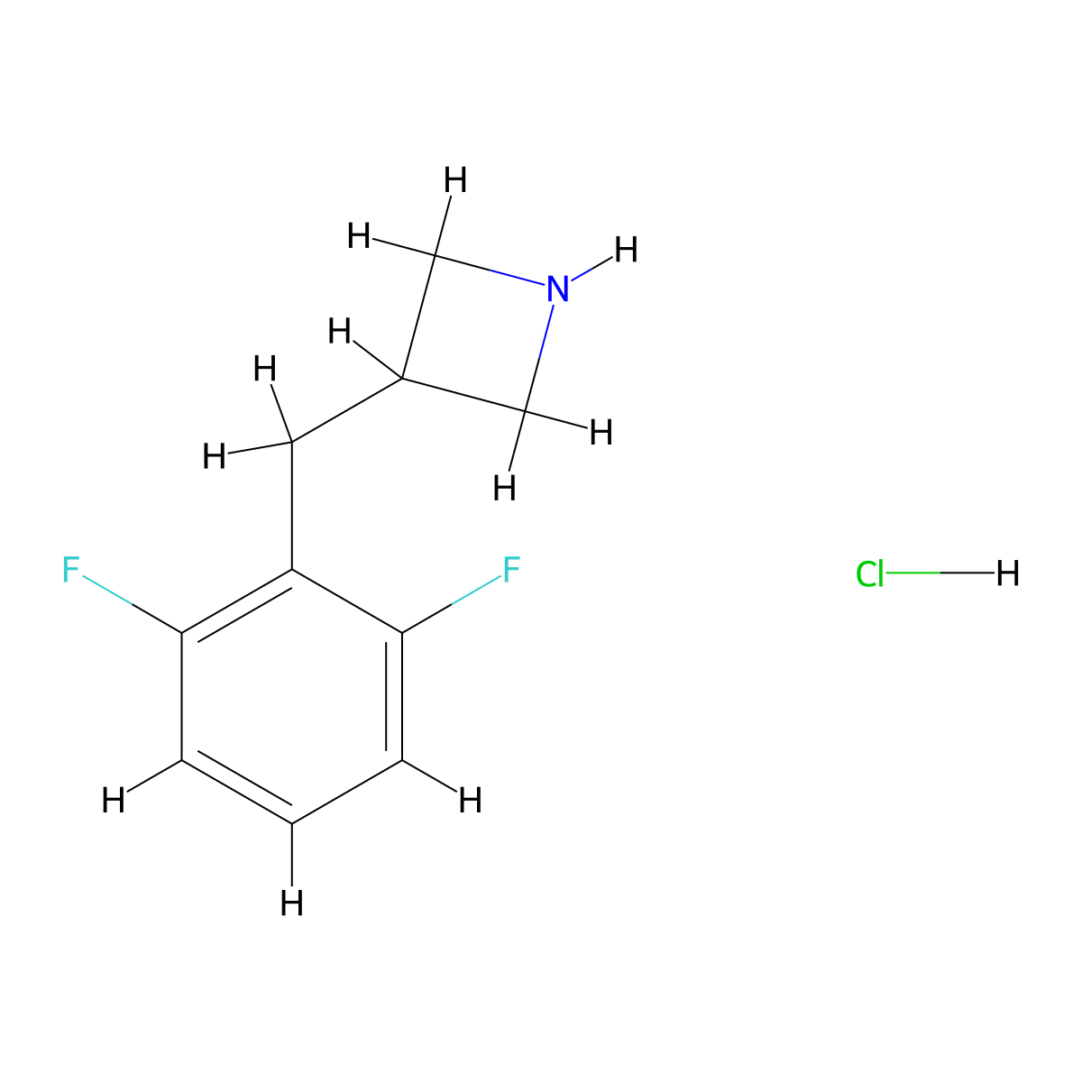 3-[(2,6-Difluorophenyl)methyl]azetidine hydrochloride molecular structure, CAS 1354961-74-2