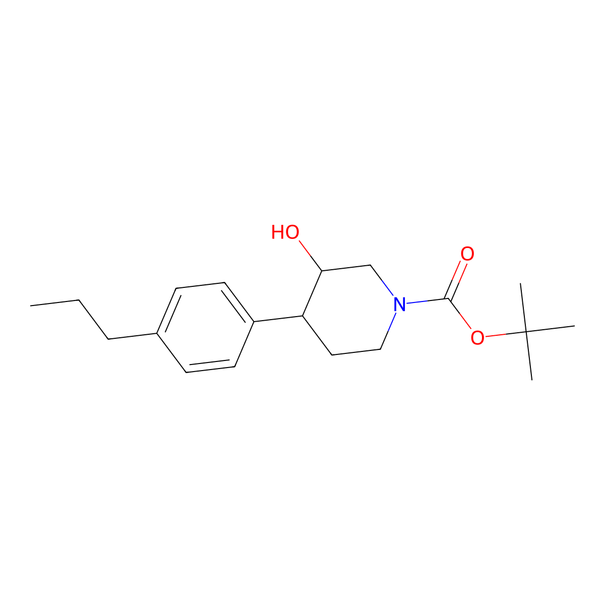 Tert-butyl 3-hydroxy-4-(4-propylphenyl)piperidine-1-carboxylate molecular structure, CAS 1354962-08-5