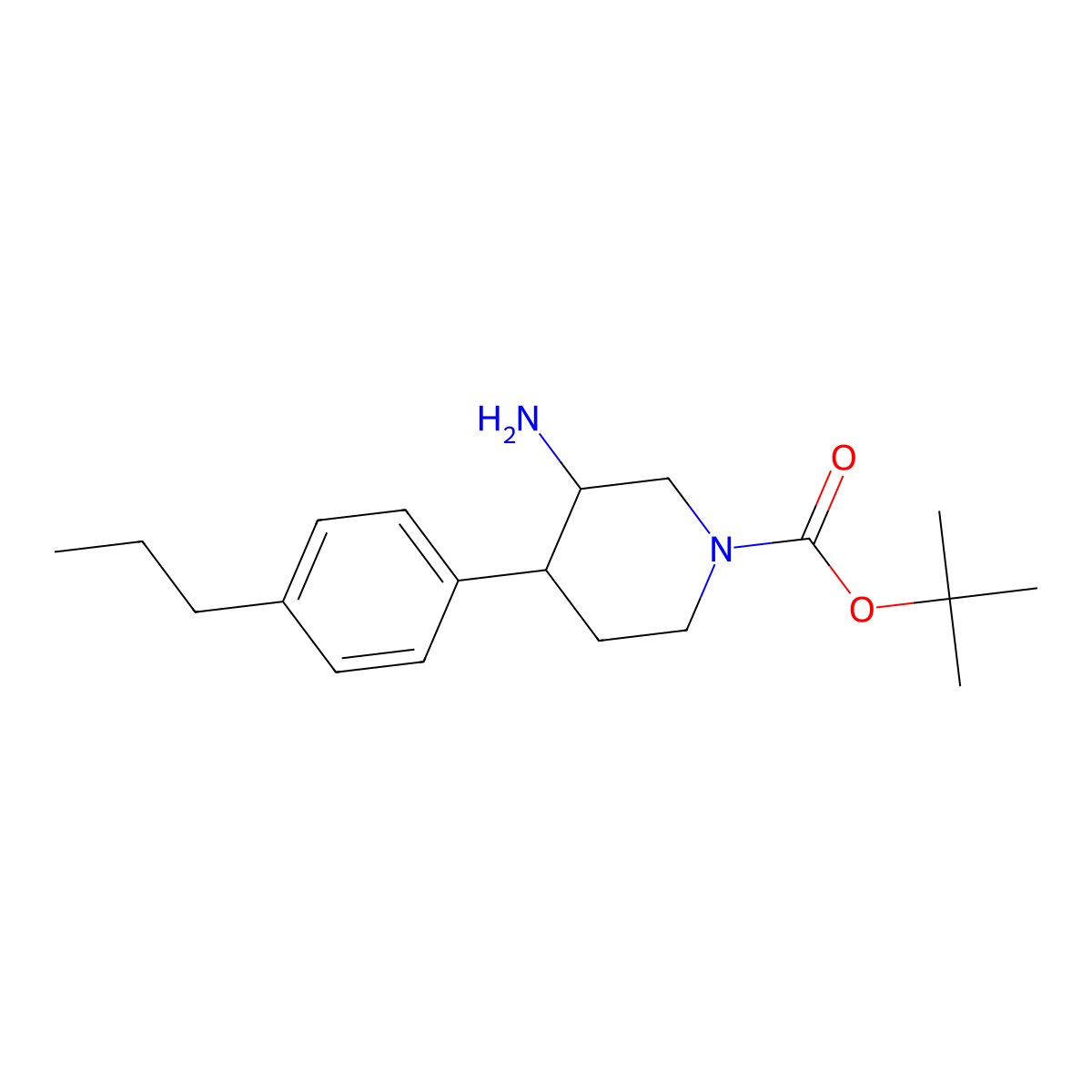 Tert-butyl 3-amino-4-(4-propylphenyl)piperidine-1-carboxylate molecular structure, CAS 1354962-09-6