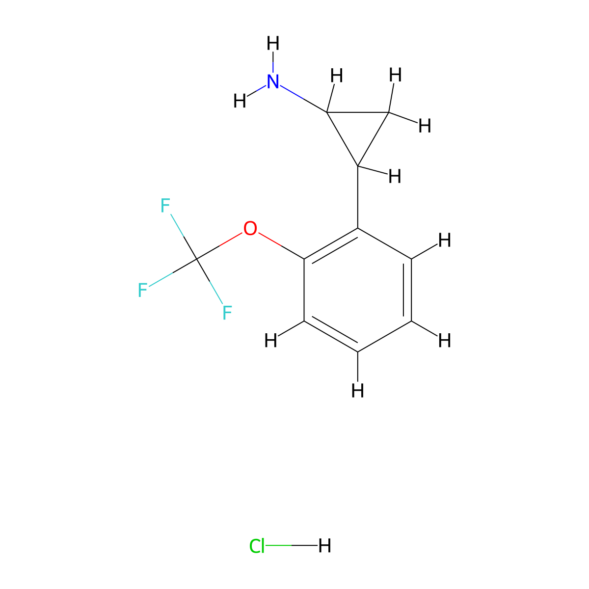 2-[2-(Trifluoromethoxy)phenyl]cyclopropan-1-amine hydrochloride molecular structure, CAS 1354962-14-3