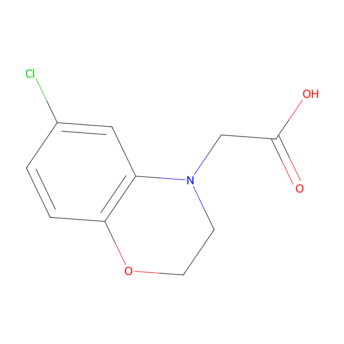 2-(6-chloro-3,4-dihydro-2H-1,4-benzoxazin-4-yl)acetic acid molecular structure, CAS 1354962-23-4