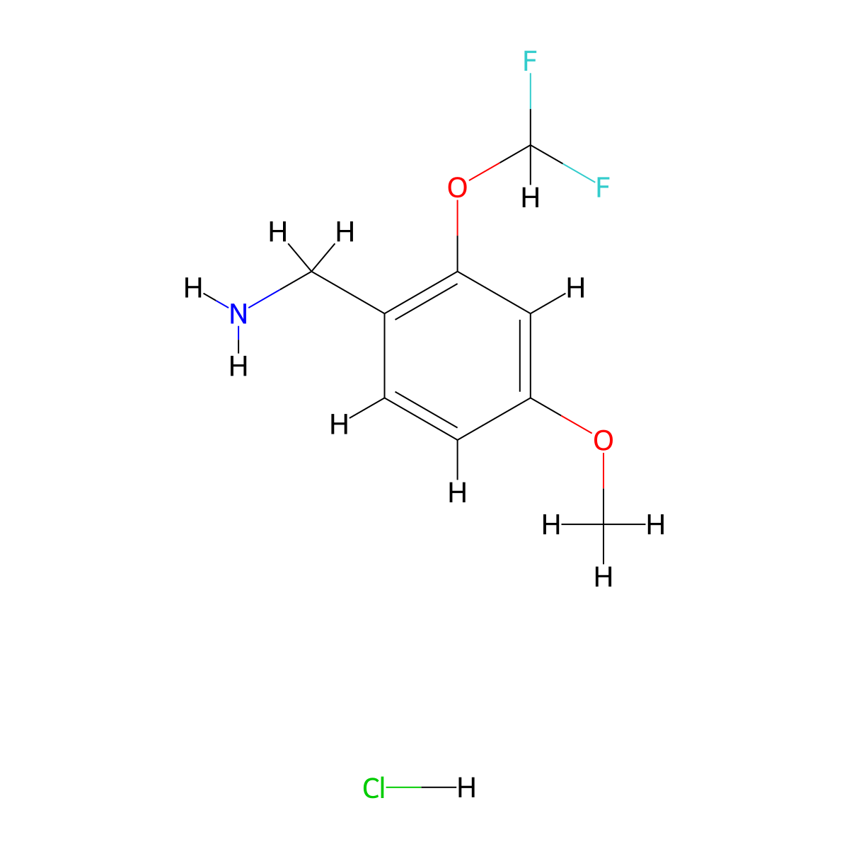 [2-(Difluoromethoxy)-4-methoxyphenyl]methanamine hydrochloride molecular structure, CAS 1354962-33-6
