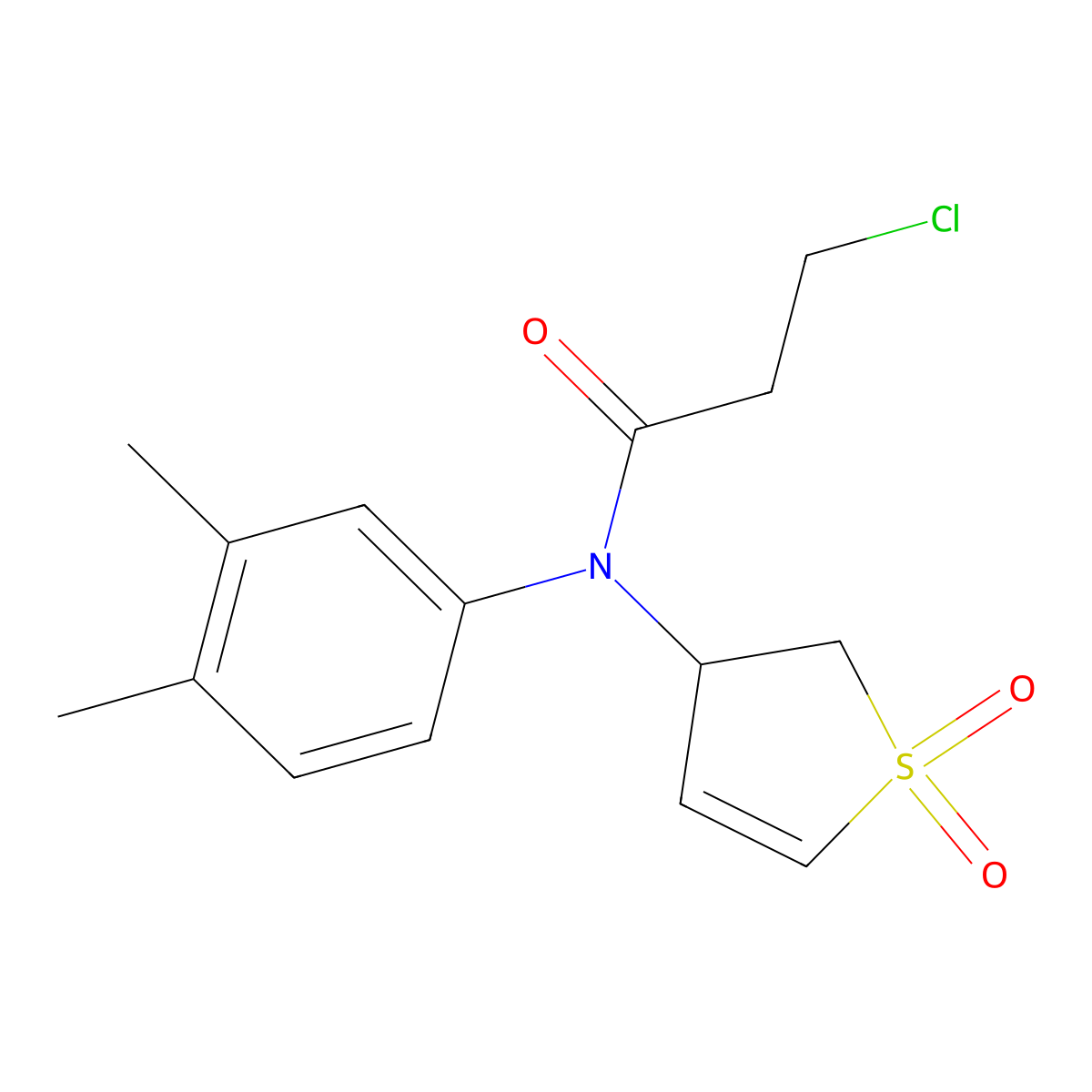 3-Chloro-N-(3,4-dimethylphenyl)-N-(1,1-dioxo-2,3-dihydro-1lambda6-thiophen-3-yl)propanamide molecular structure, CAS 1354962-39-2