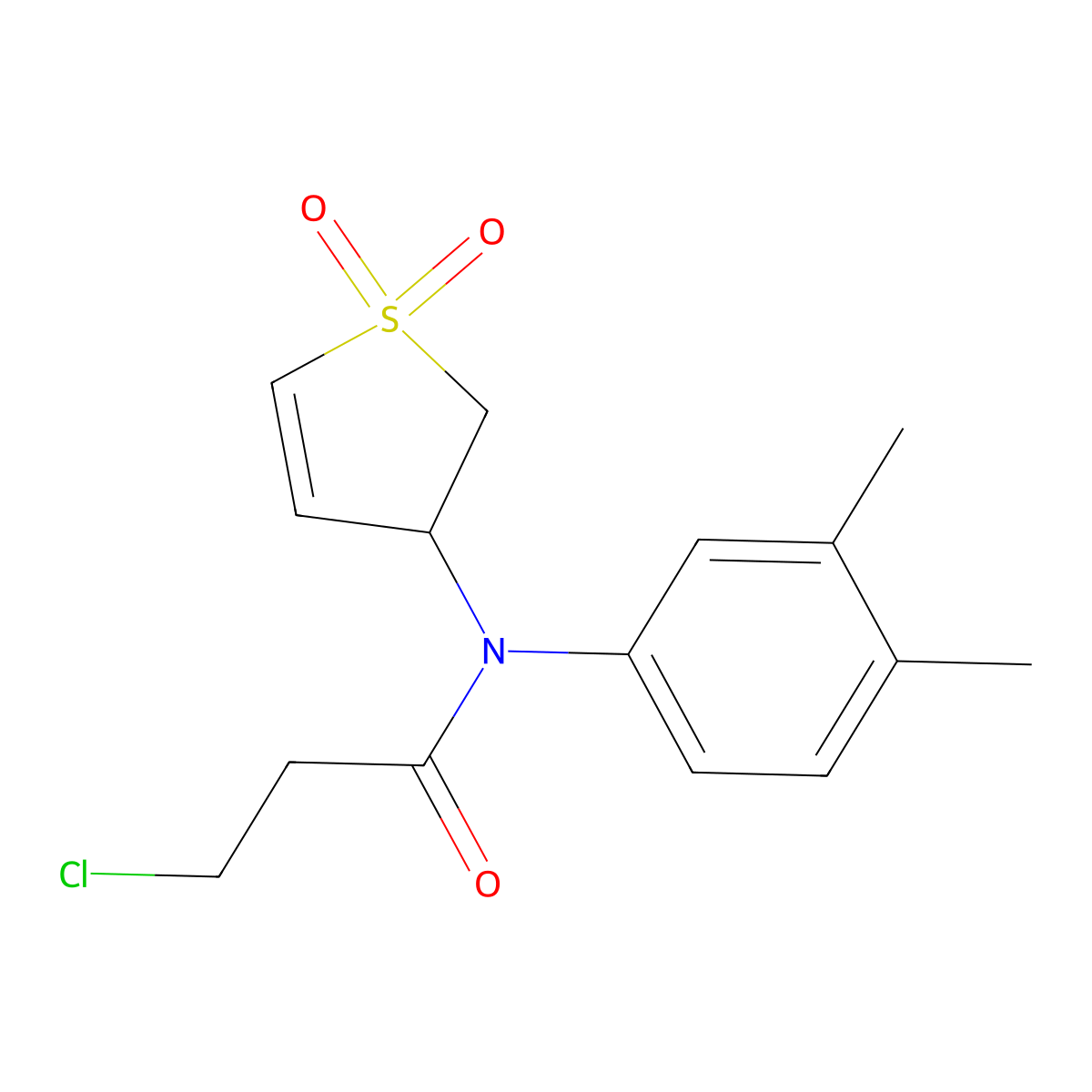 3-Chloro-N-(3,4-dimethylphenyl)-N-(1,1-dioxo-2,3-dihydro-1lambda6-thiophen-3-yl)propanamide molecular structure, CAS 1354962-39-2