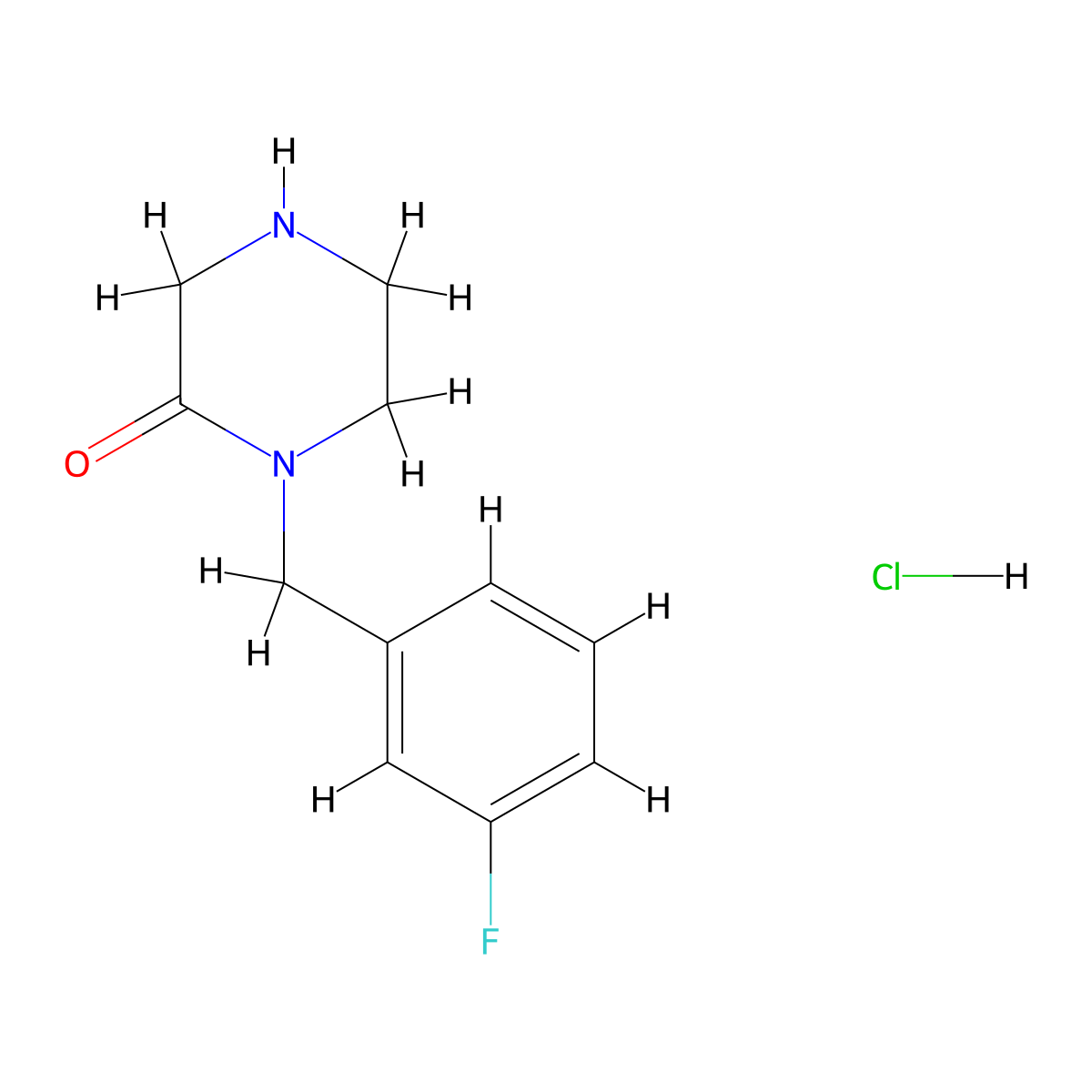 1-[(3-Fluorophenyl)methyl]piperazin-2-one hydrochloride molecular structure, CAS 1354962-43-8