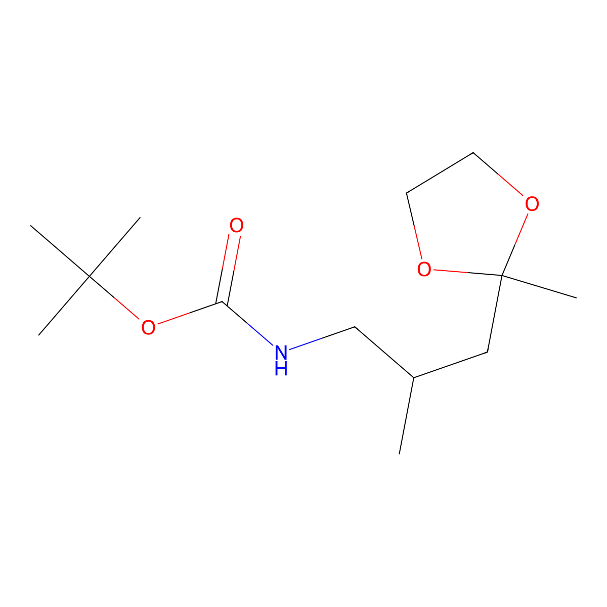 tert-butyl N-[2-methyl-3-(2-methyl-1,3-dioxolan-2-yl)propyl]carbamate molecular structure, CAS 1354962-70-1