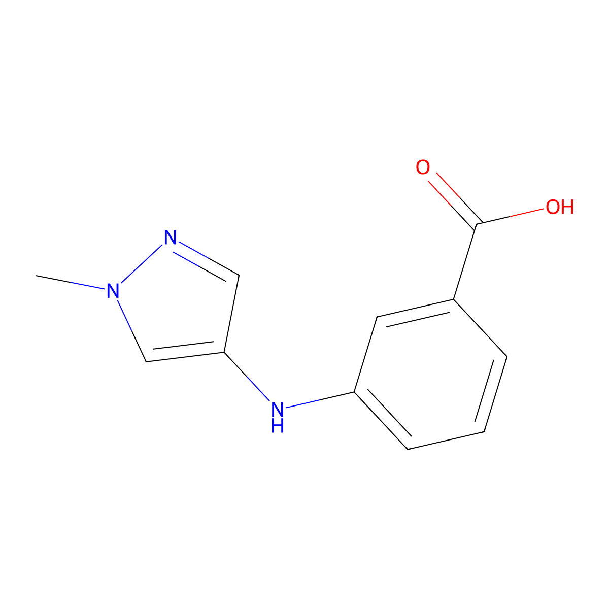 3-[(1-methyl-1H-pyrazol-4-yl)amino]benzoic acid molecular structure, CAS 1354962-77-8