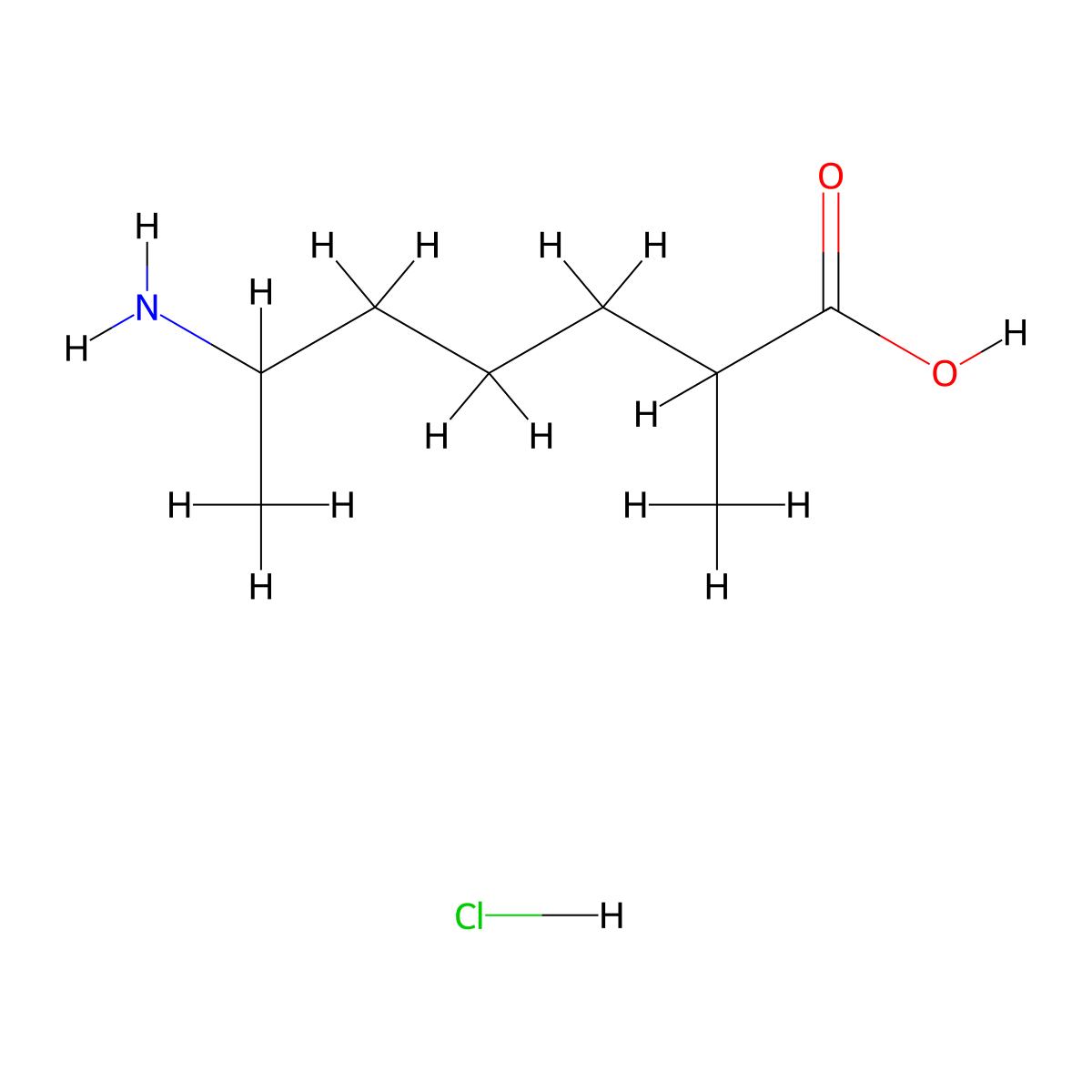 6-Amino-2-methylheptanoic acid hydrochloride molecular structure, CAS 1354962-80-3