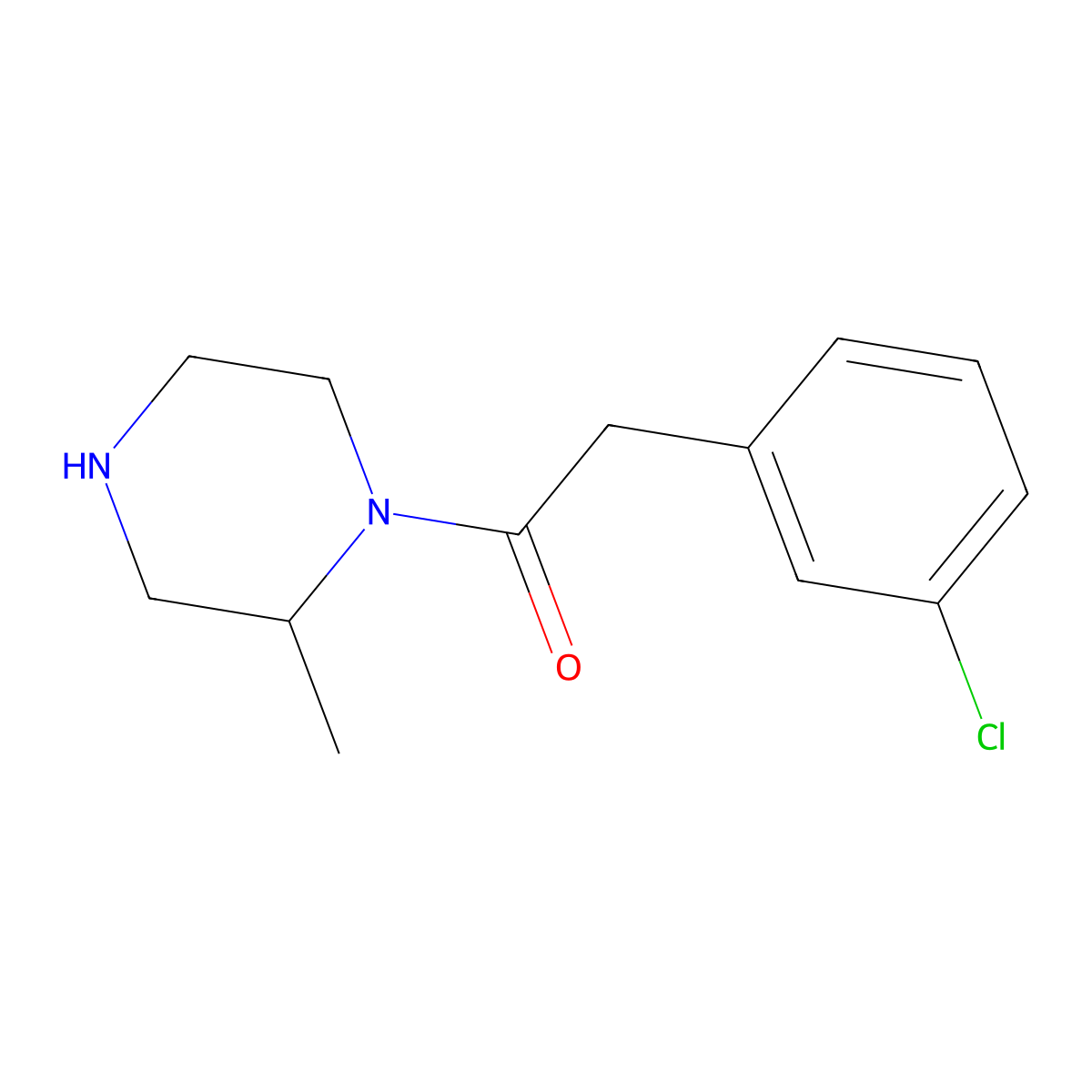 2-(3-Chlorophenyl)-1-(2-methylpiperazin-1-yl)ethan-1-one molecular structure, CAS 1354962-82-5