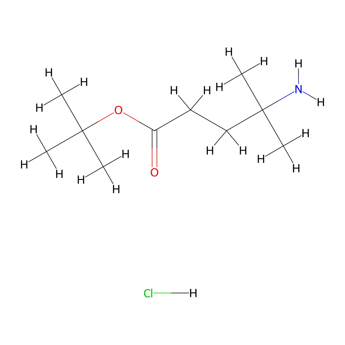 Tert-butyl 4-amino-4-methylpentanoate hydrochloride molecular structure, CAS 1354962-90-5