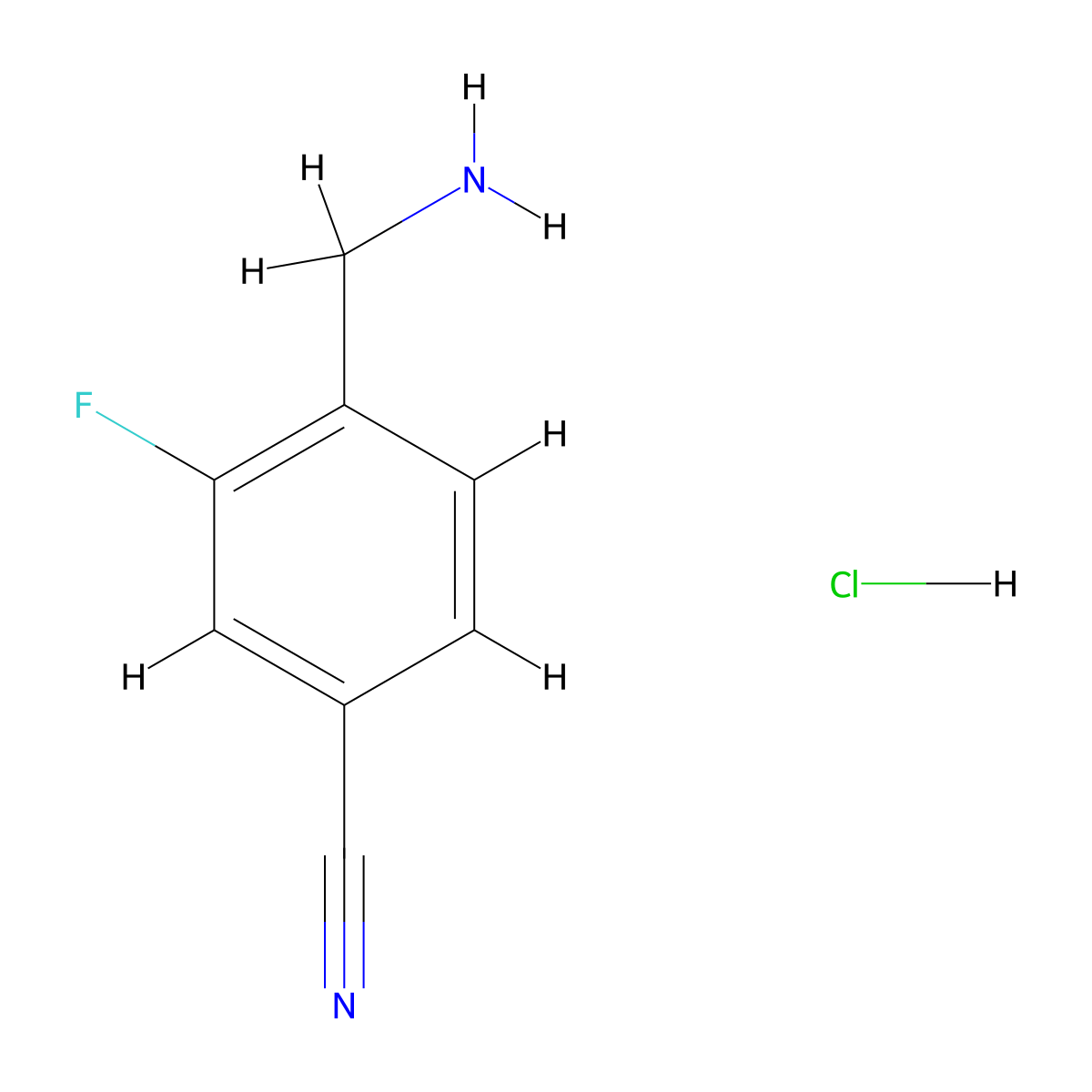 4-(Aminomethyl)-3-fluorobenzonitrile hydrochloride molecular structure, CAS 1354963-08-8