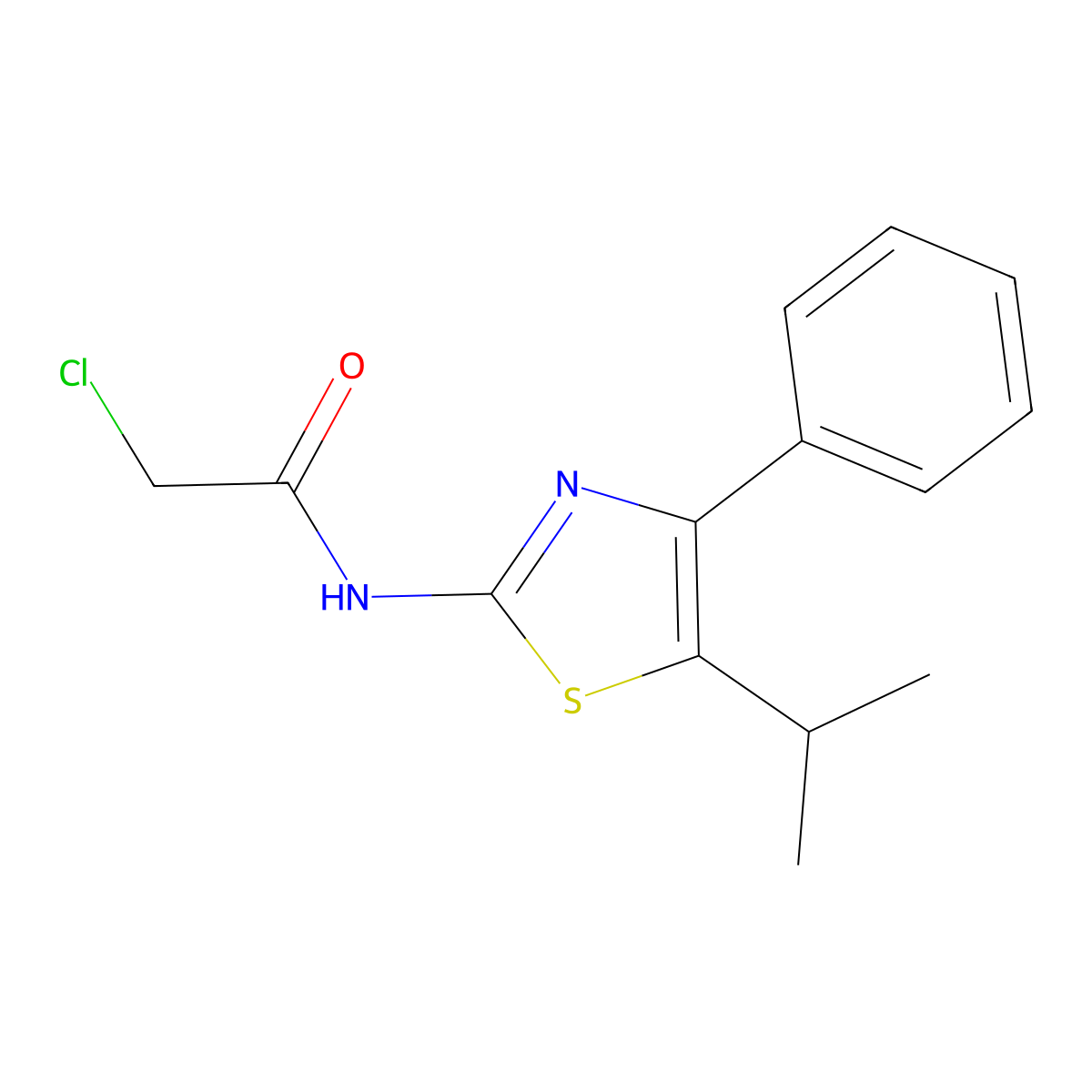 2-chloro-N-[4-phenyl-5-(propan-2-yl)-1,3-thiazol-2-yl]acetamide molecular structure, CAS 1354963-10-2