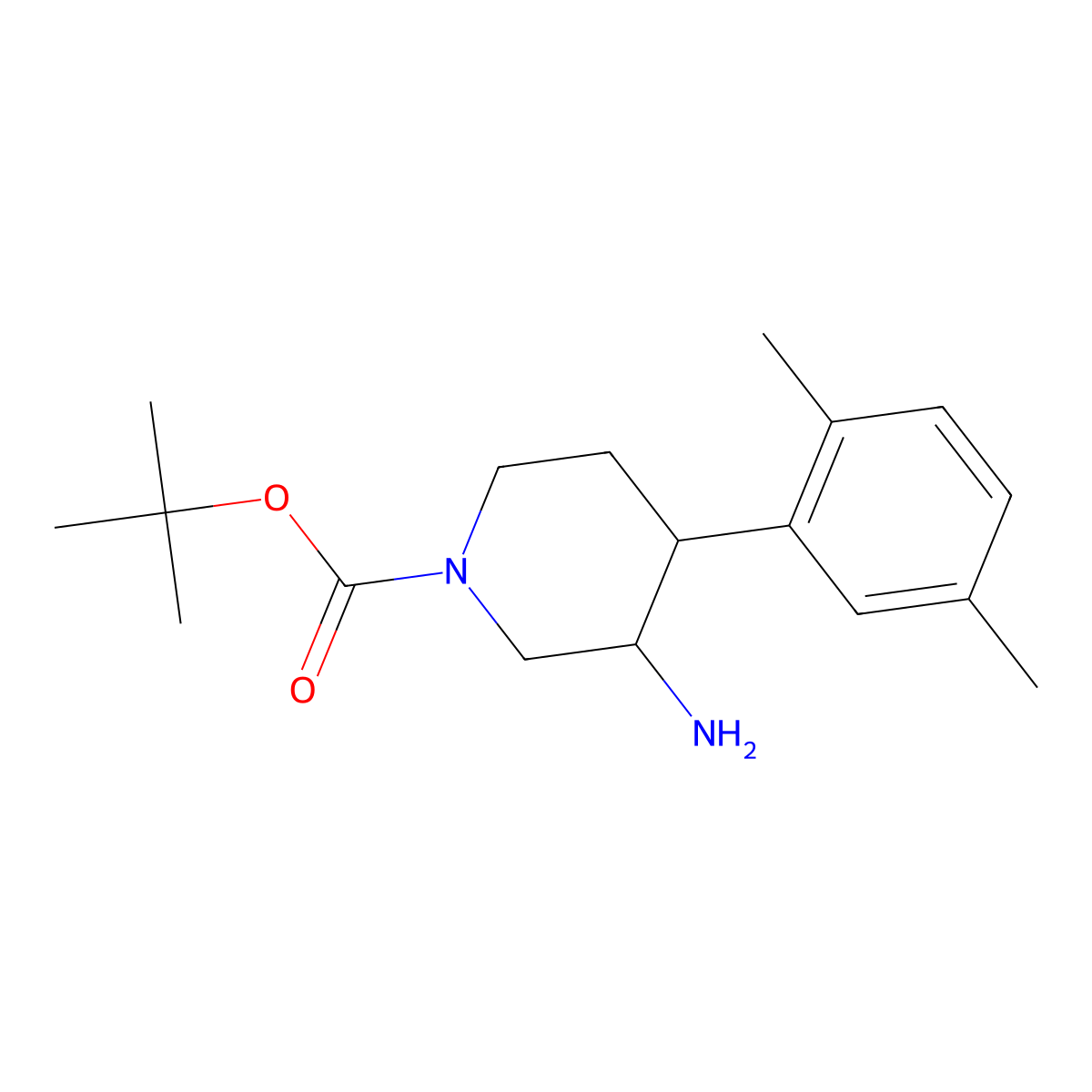 Tert-butyl 3-amino-4-(2,5-dimethylphenyl)piperidine-1-carboxylate molecular structure, CAS 1354963-22-6