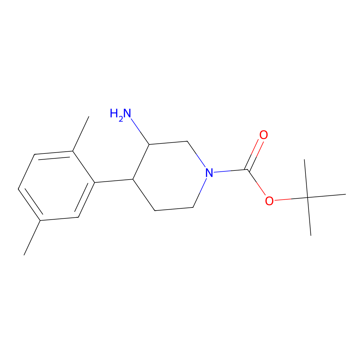 Tert-butyl 3-amino-4-(2,5-dimethylphenyl)piperidine-1-carboxylate molecular structure, CAS 1354963-22-6
