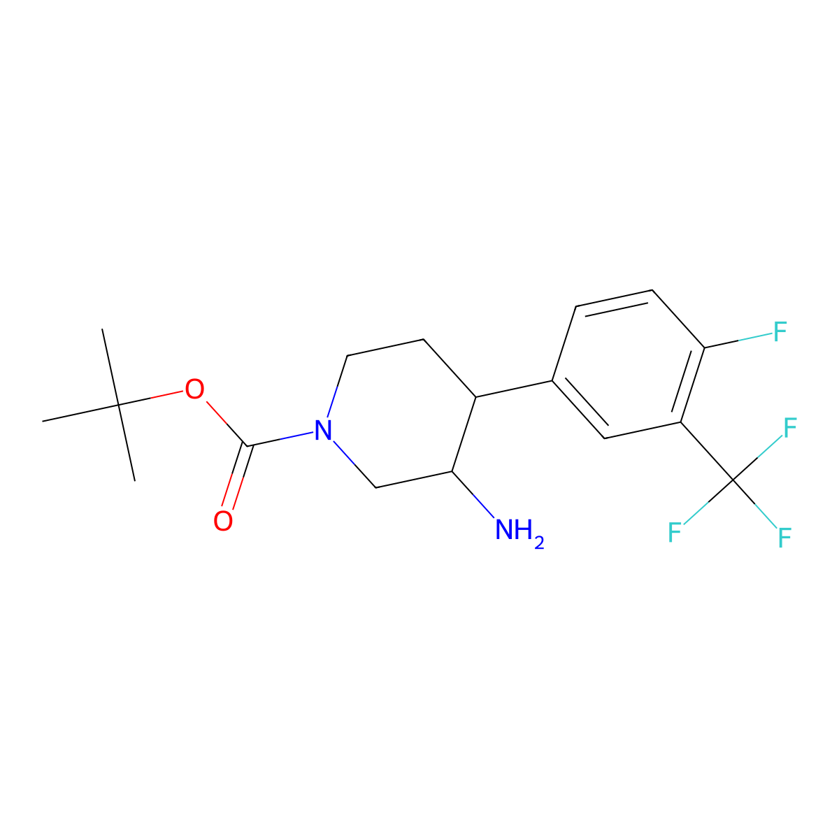 Tert-butyl 3-amino-4-[4-fluoro-3-(trifluoromethyl)phenyl]piperidine-1-carboxylate molecular structure, CAS 1354963-24-8