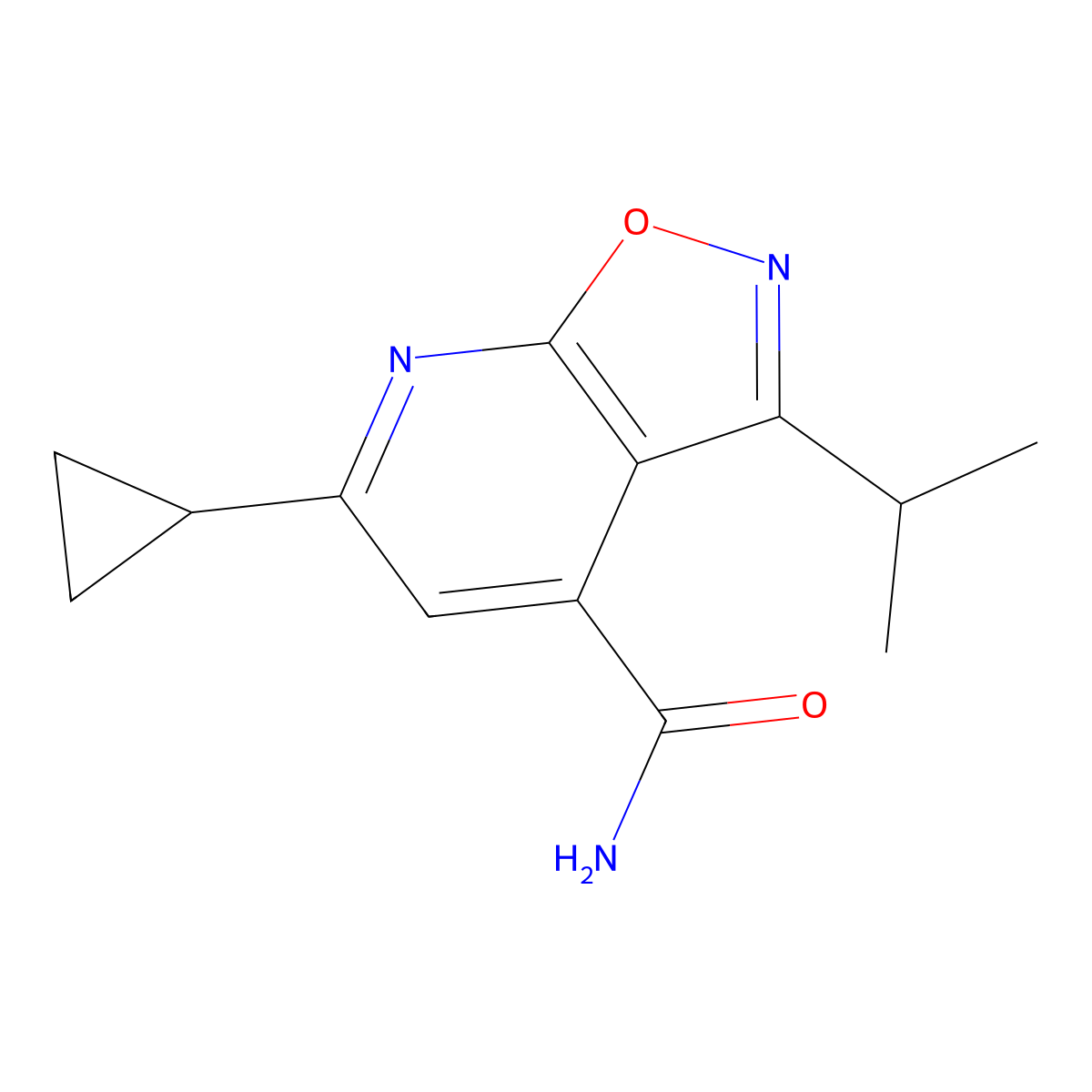 6-Cyclopropyl-3-(propan-2-yl)-[1,2]oxazolo[5,4-b]pyridine-4-carboxamide molecular structure, CAS 1354963-26-0