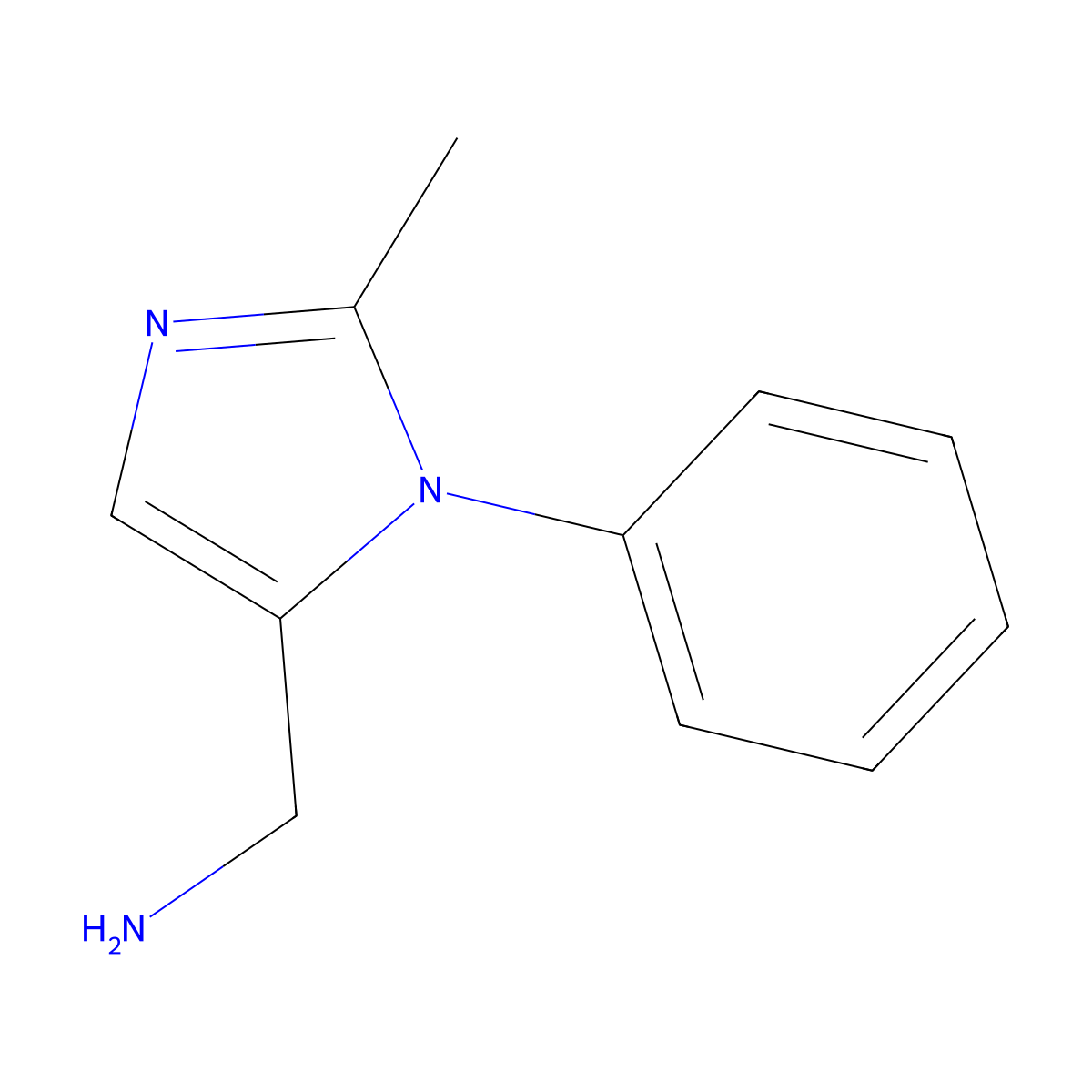 (2-methyl-1-phenyl-1H-imidazol-5-yl)methanamine molecular structure, CAS 1354963-29-3