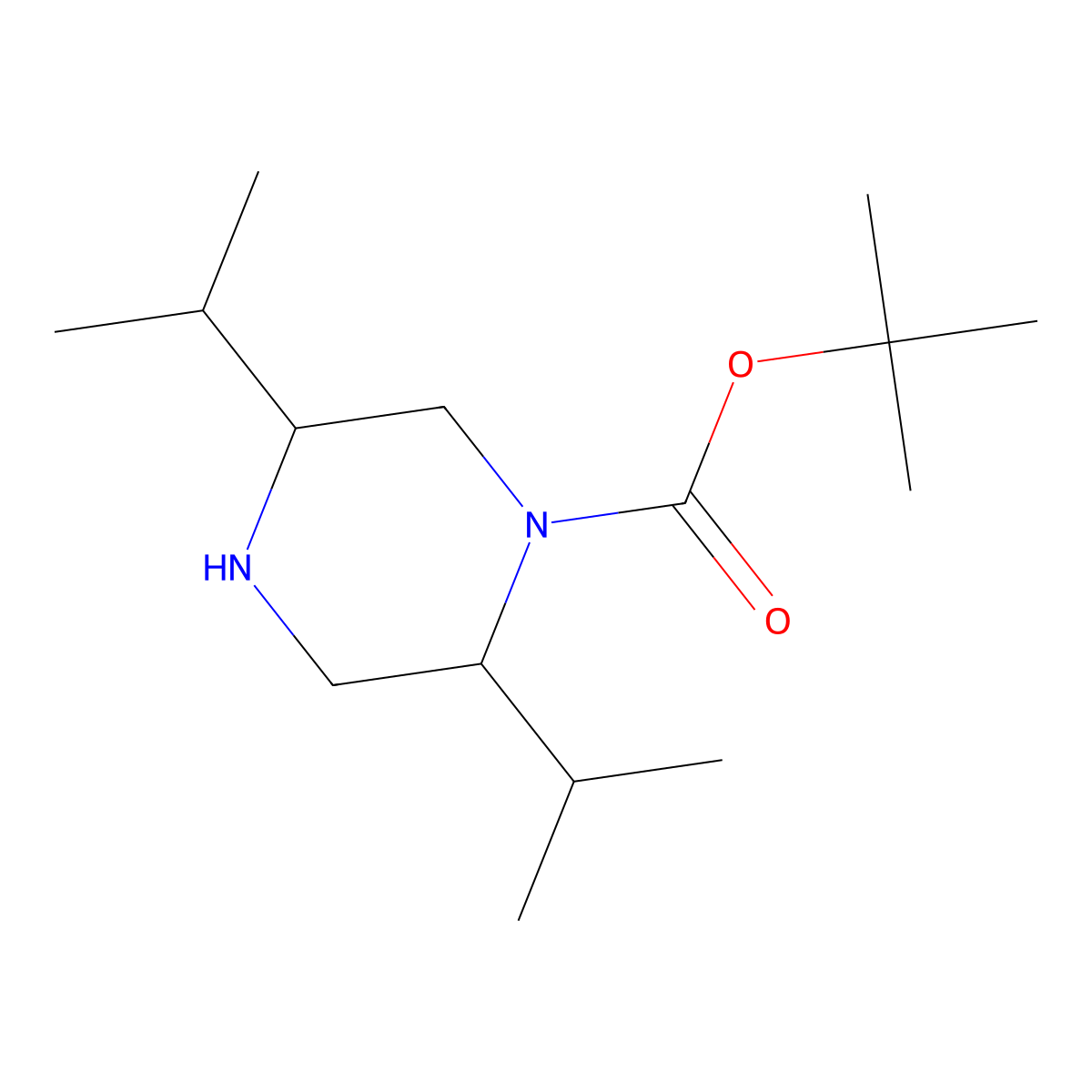 Tert-butyl 2,5-bis(propan-2-yl)piperazine-1-carboxylate molecular structure, CAS 1354963-30-6