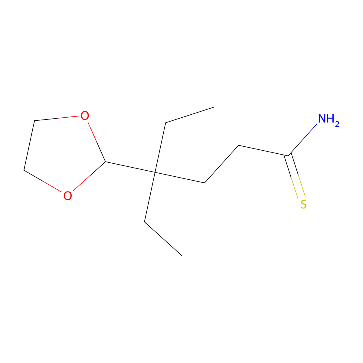 4-(1,3-Dioxolan-2-yl)-4-ethylhexanethioamide molecular structure, CAS 1354963-31-7